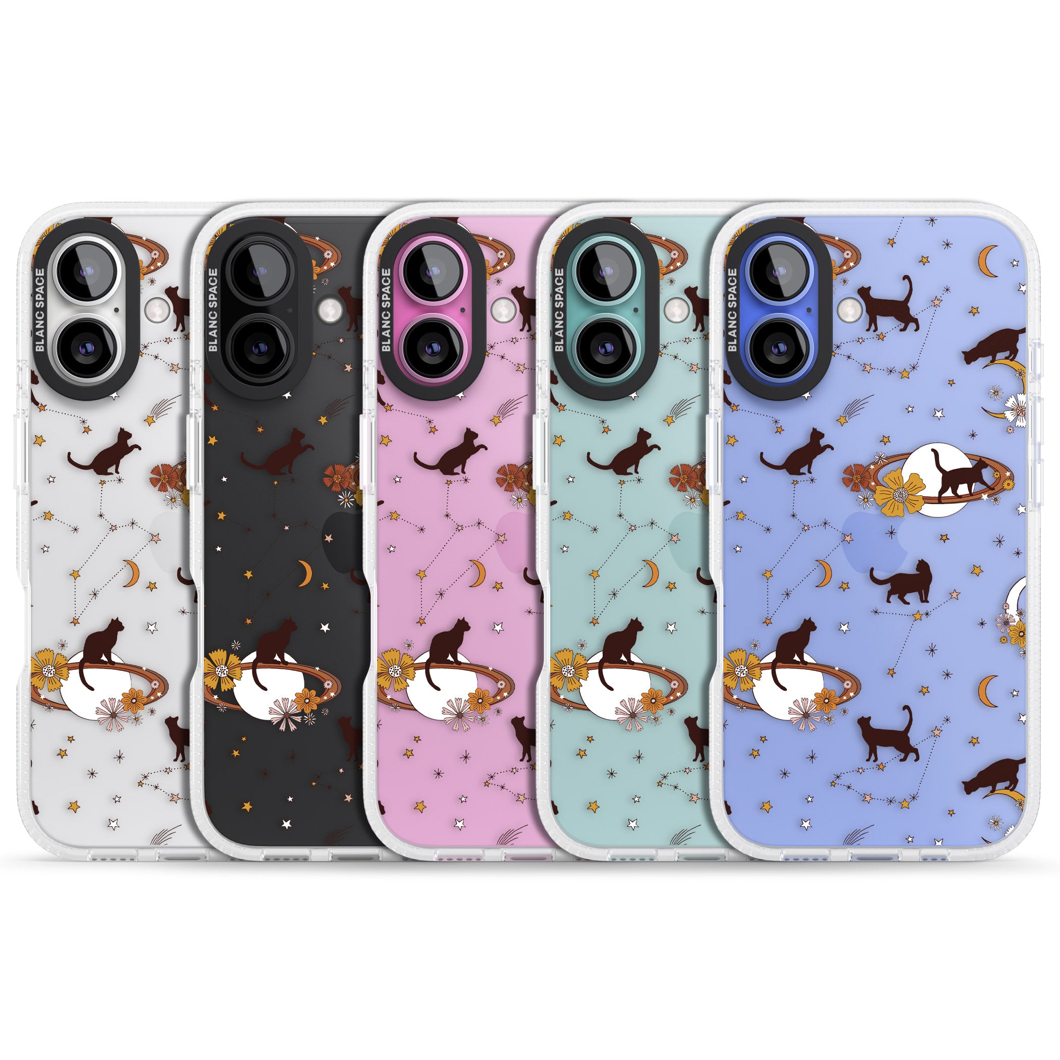 Halloween Cats and Astrology iPhone 16 / 16 Plus Clear Case Impact Air - Blanc Space
