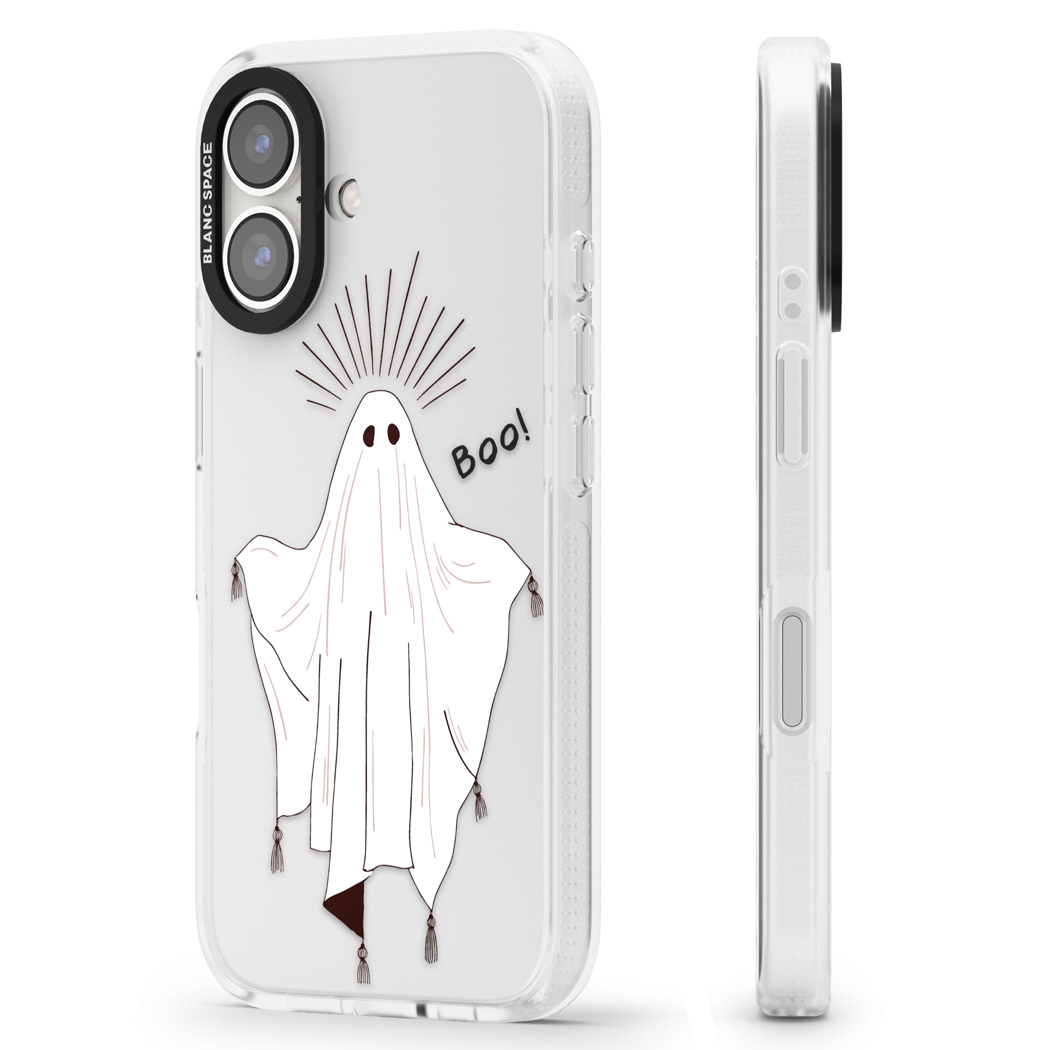 BOO! iPhone 16 / 16 Plus Clear Case Impact Air - Blanc Space