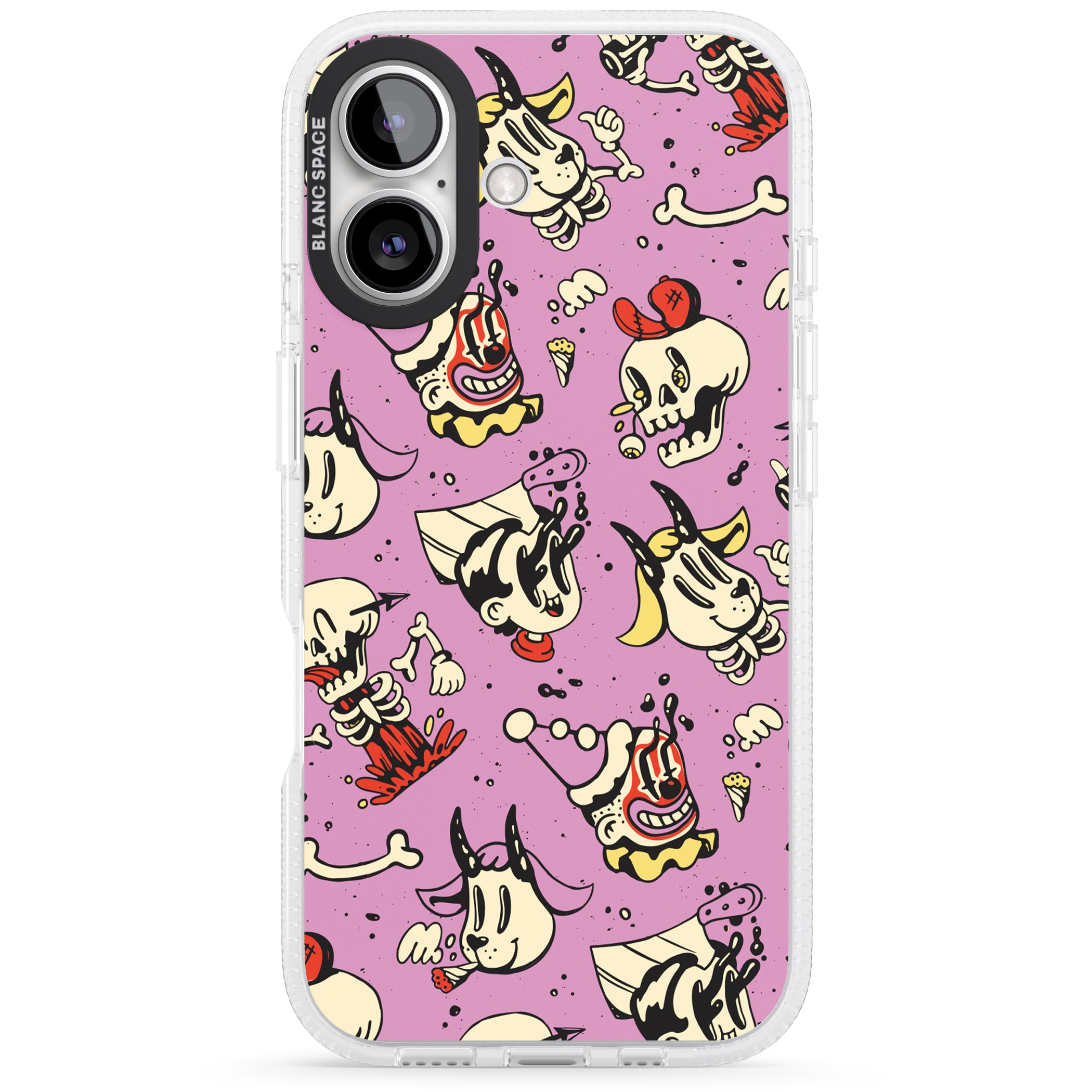 Purple Retro Halloween Pattern iPhone 16 / 16 Plus Clear Case Impact Air - Blanc Space