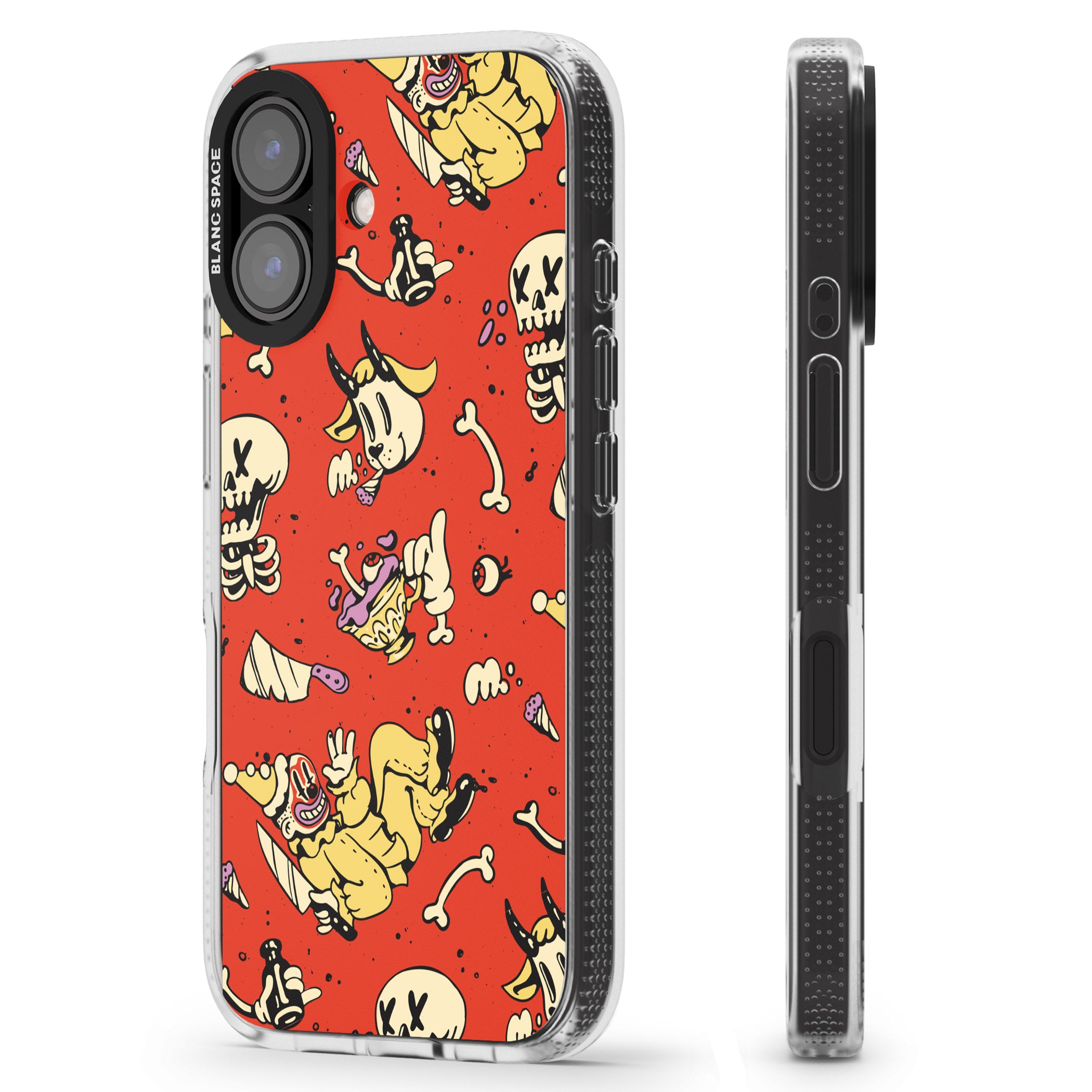 Red Retro Halloween Pattern iPhone 16 / 16 Plus Clear Case Impact Air - Blanc Space