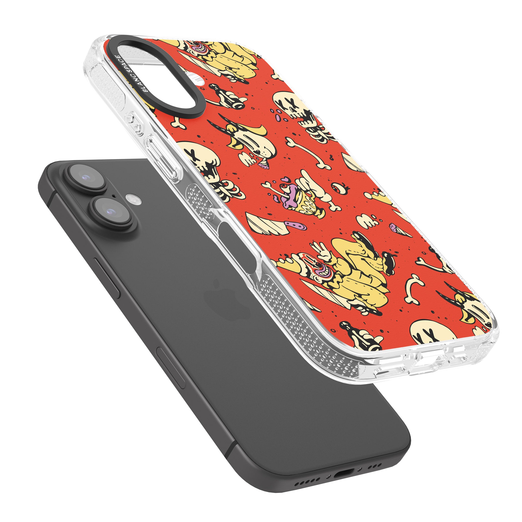 Red Retro Halloween Pattern iPhone 16 / 16 Plus Clear Case Impact Air - Blanc Space