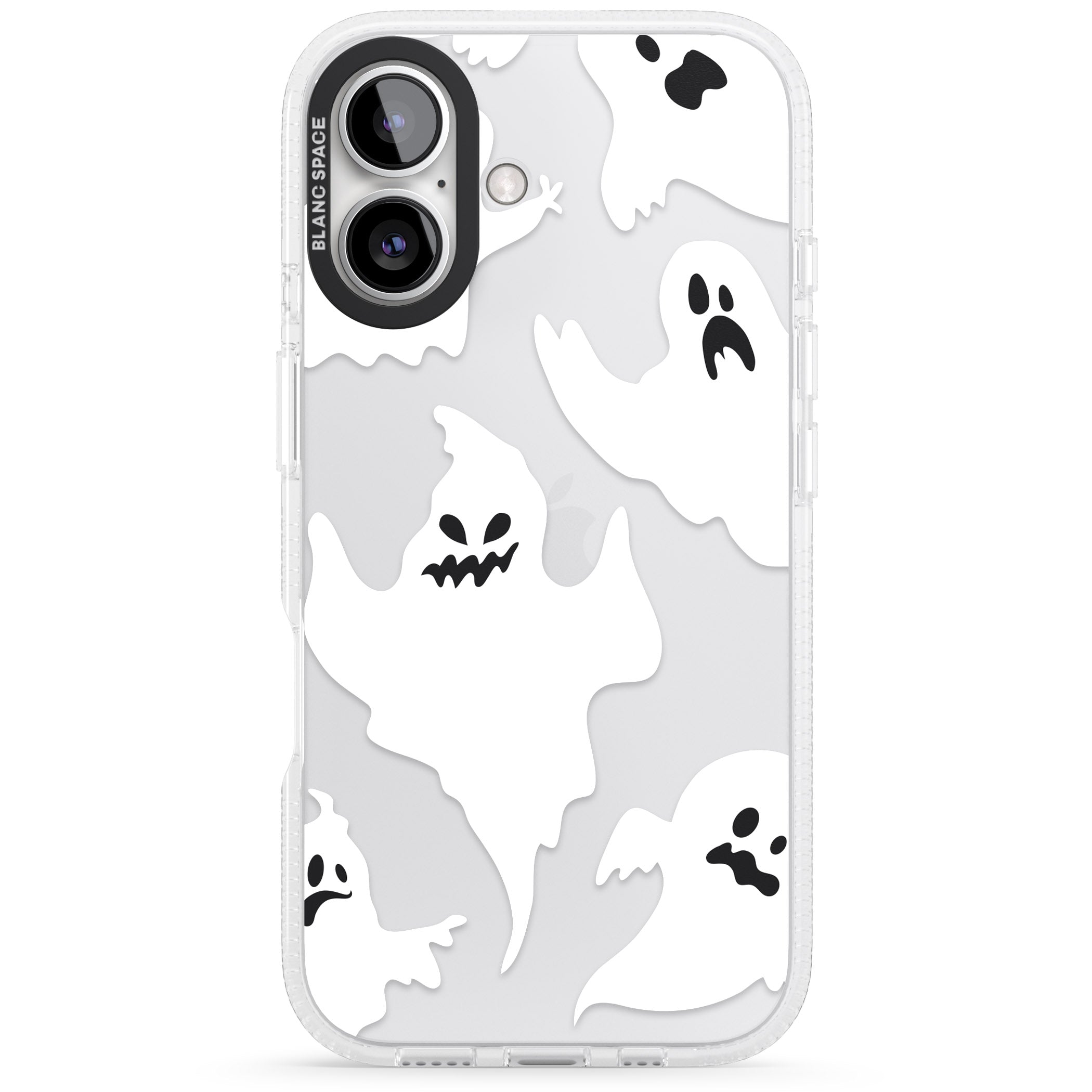 Ghost Pattern iPhone 16 / 16 Plus Clear Case Impact Air - Blanc Space