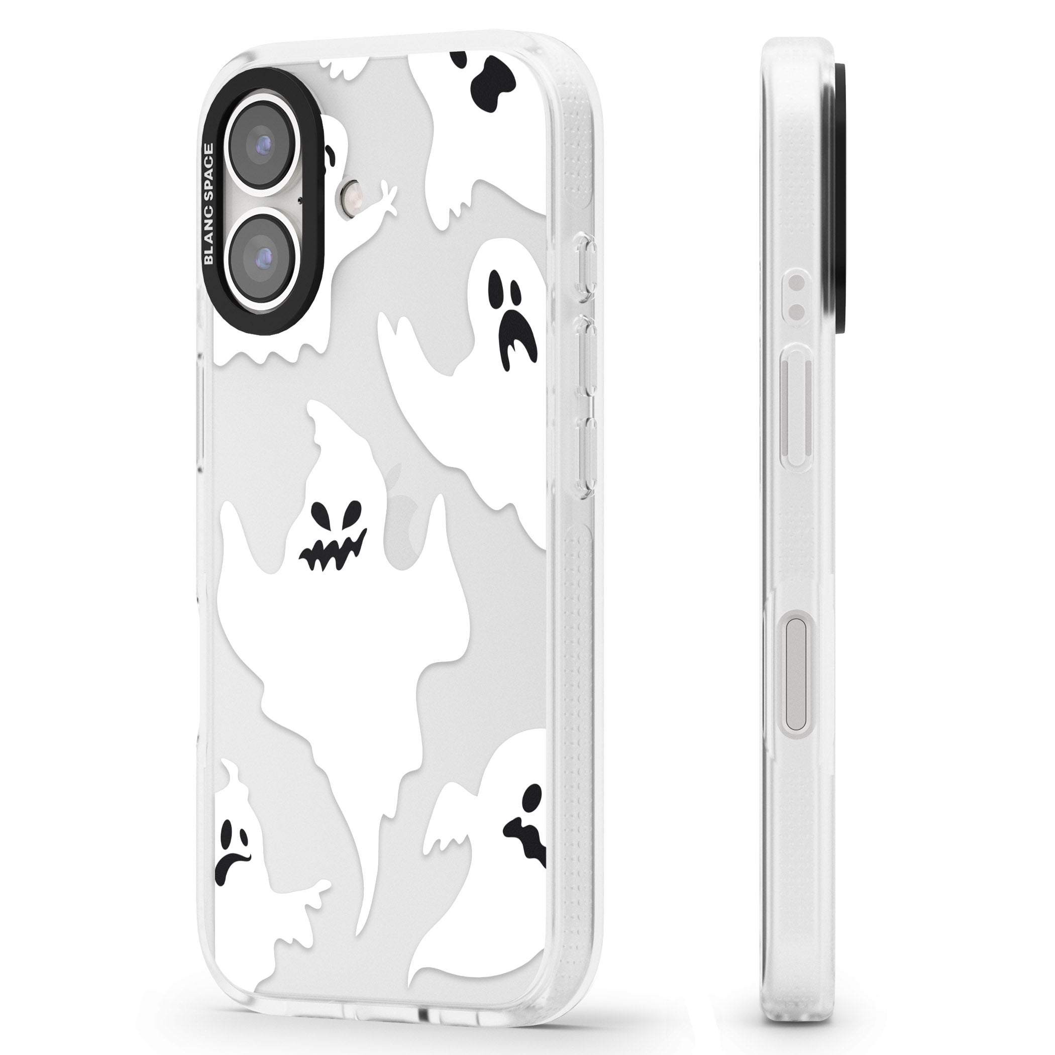 Ghost Pattern iPhone 16 / 16 Plus Clear Case Impact Air - Blanc Space