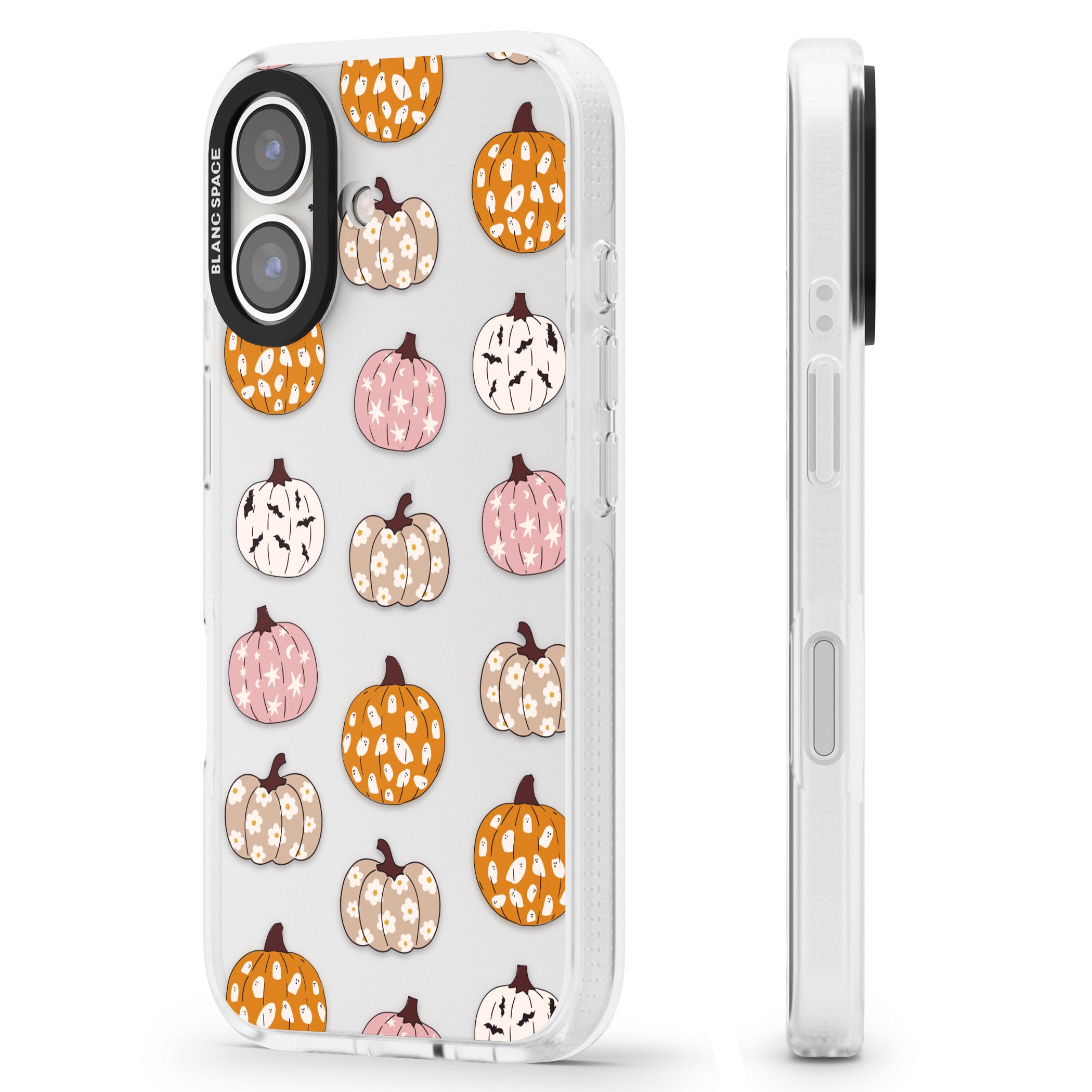 Floral Pumpkins iPhone 16 / 16 Plus Clear Case Impact Air - Blanc Space
