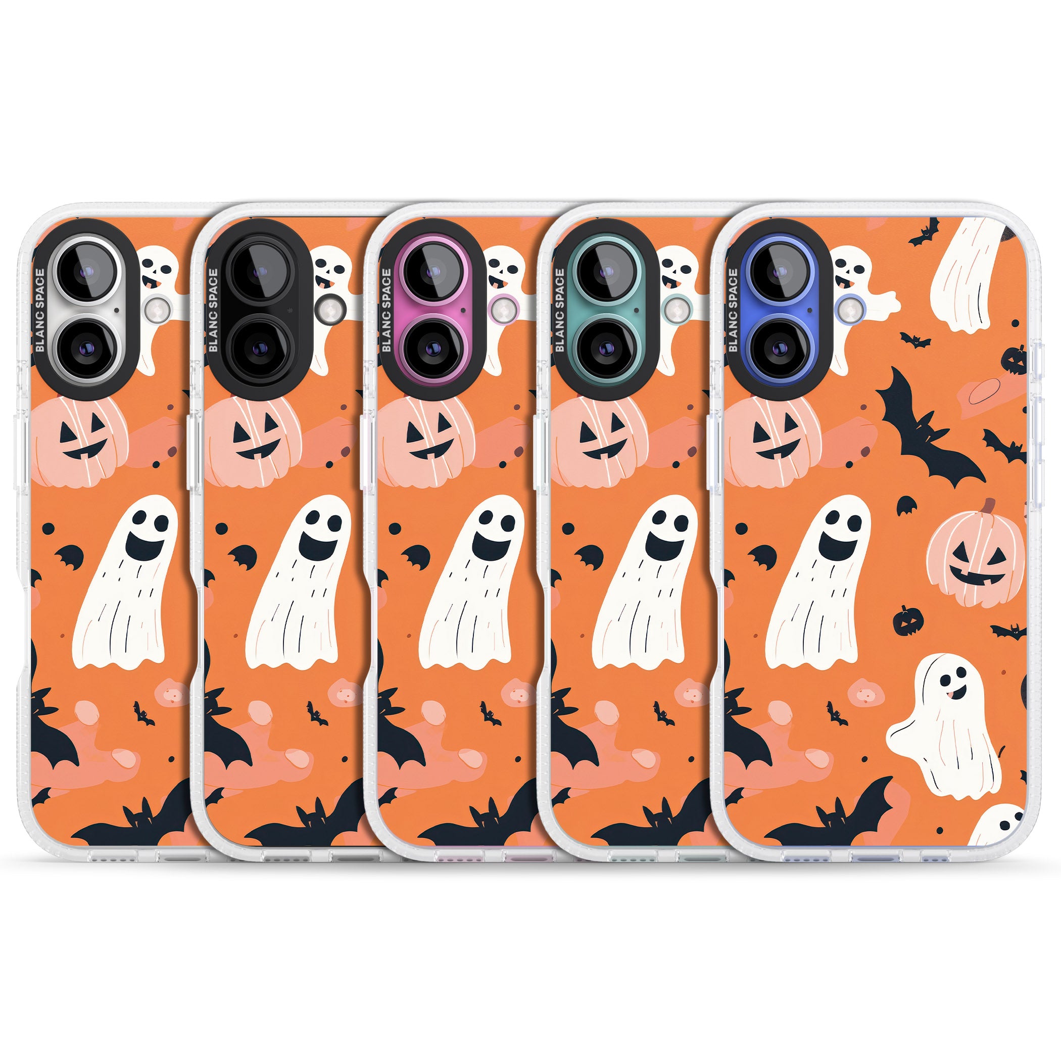 Orange Halloween Pattern iPhone 16 / 16 Plus Clear Case Impact Air - Blanc Space
