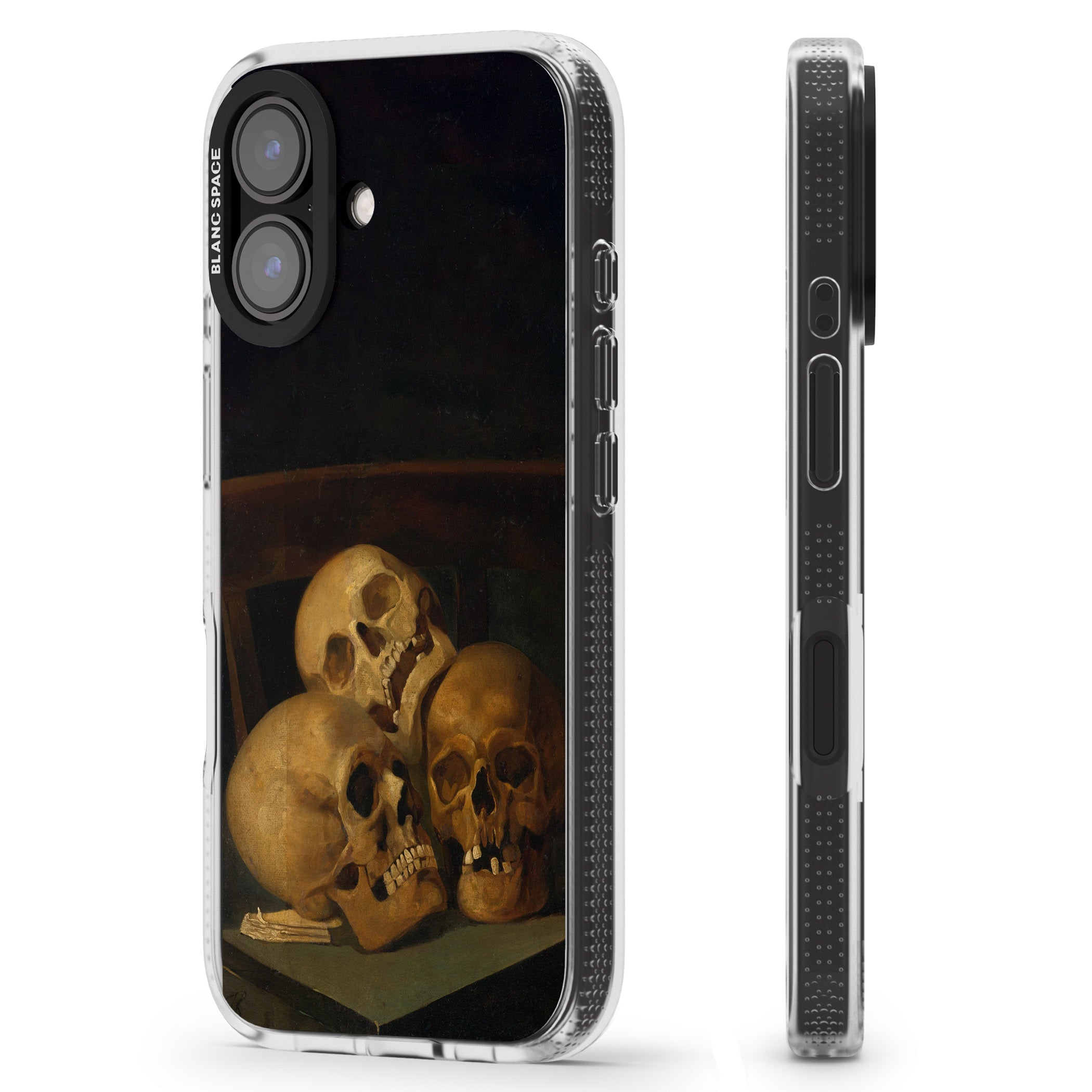 Still Life of Three Skulls iPhone 16 / 16 Plus Clear Case Impact Air - Blanc Space