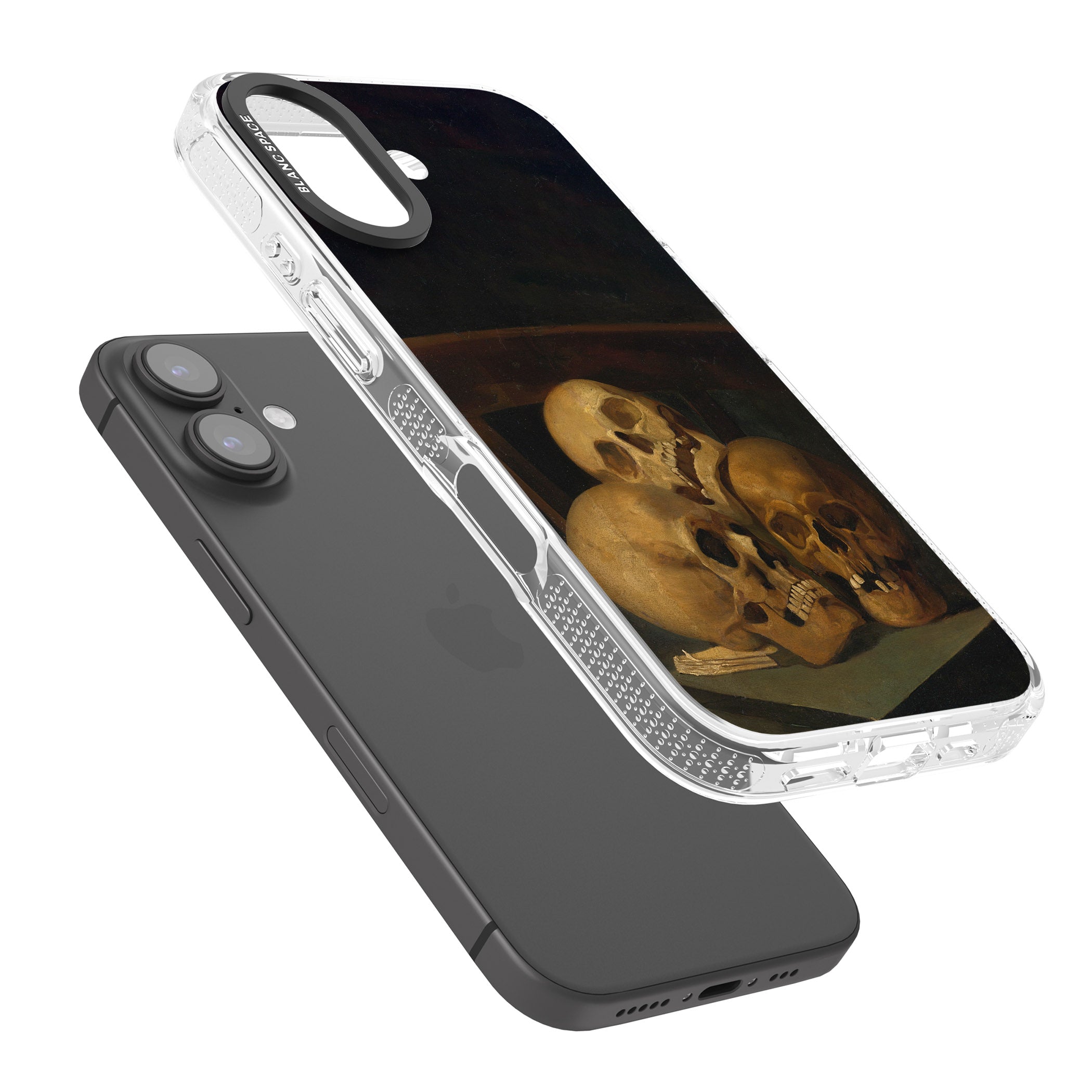 Still Life of Three Skulls iPhone 16 / 16 Plus Clear Case Impact Air - Blanc Space