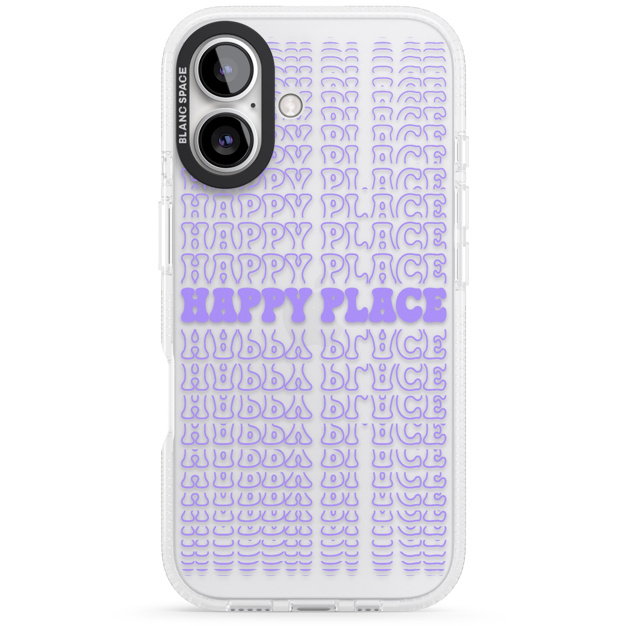 Happy Place (Purple) iPhone 16 / 16 Plus Clear Case Impact Air - Blanc Space