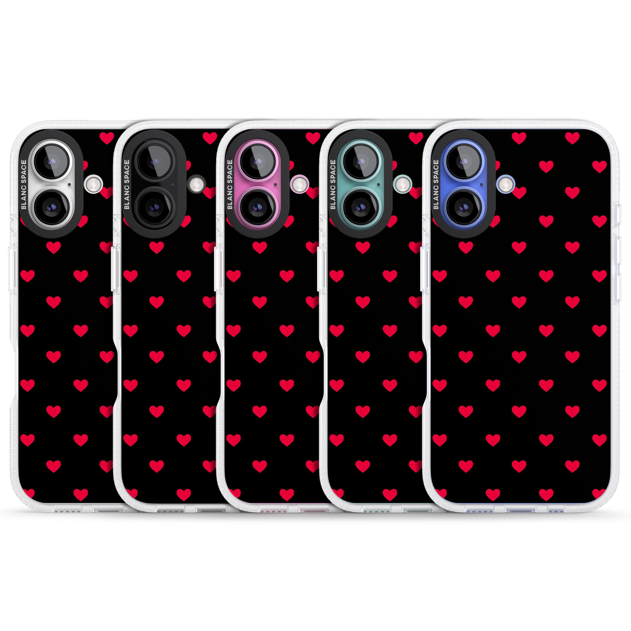 Small Heart Pattern: Red & iPhone 16 / 16 Plus Clear Case Impact Air - Blanc Space