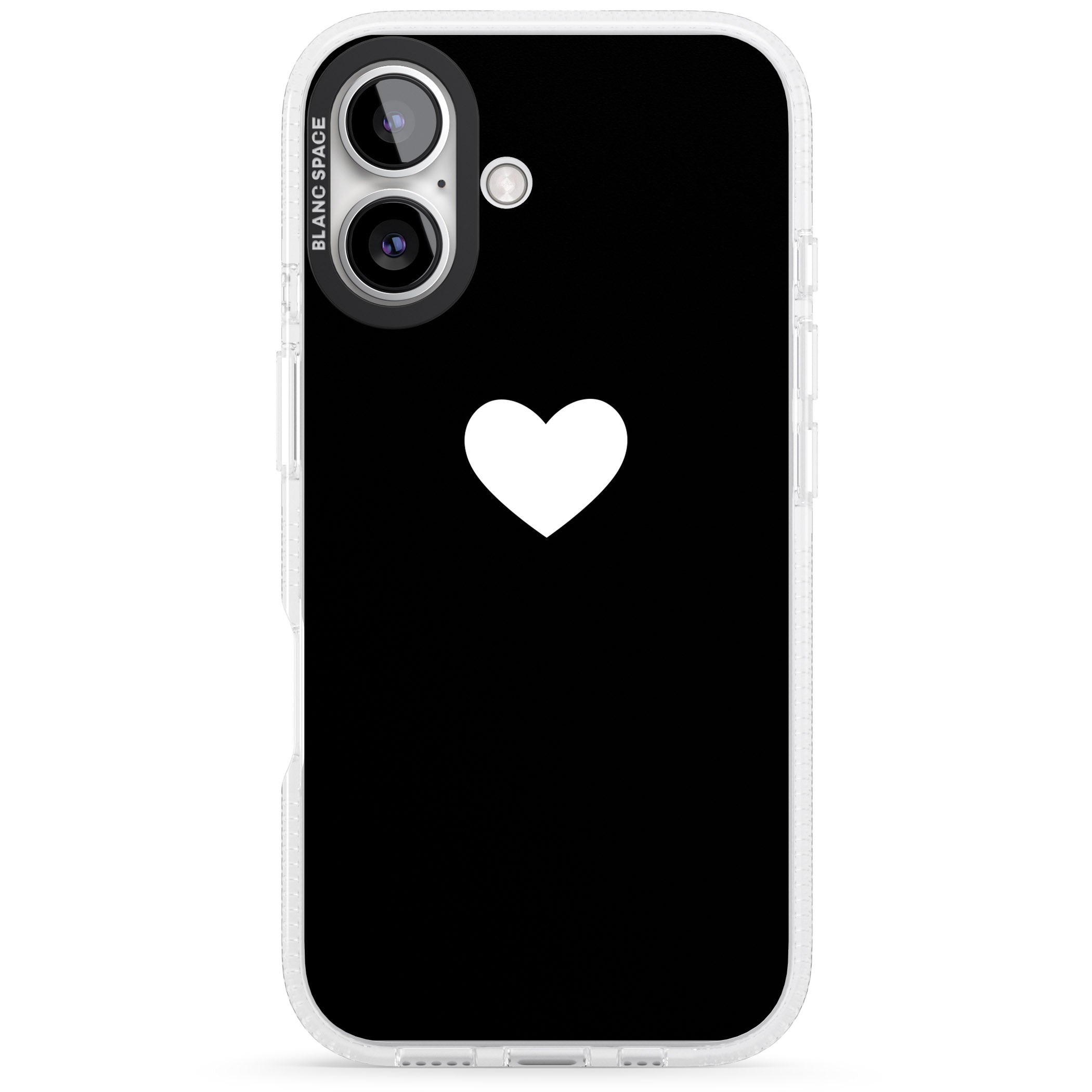 Single Heart Design: White & iPhone 16 / 16 Plus Clear Case Impact Air - Blanc Space