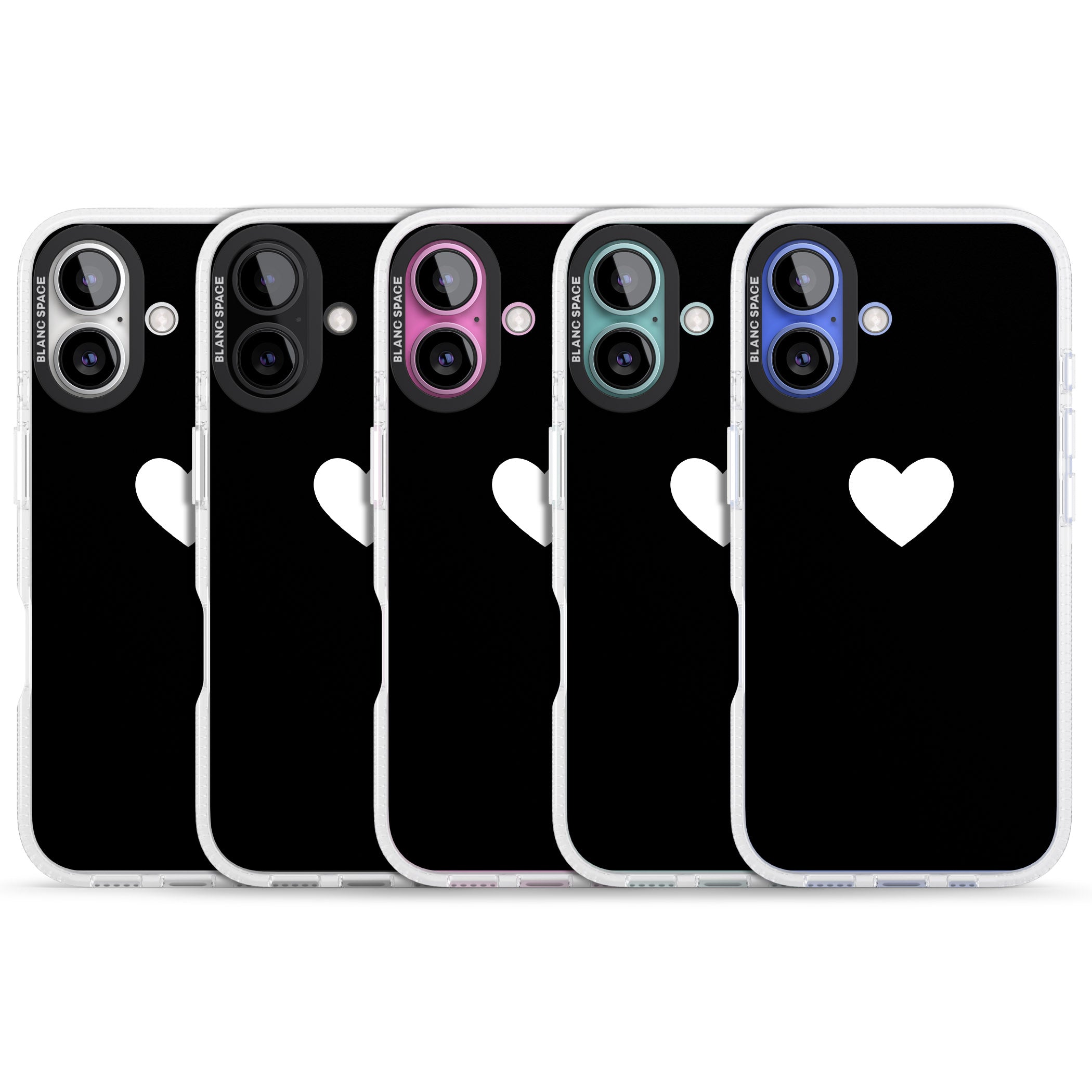 Single Heart Design: White & iPhone 16 / 16 Plus Clear Case Impact Air - Blanc Space