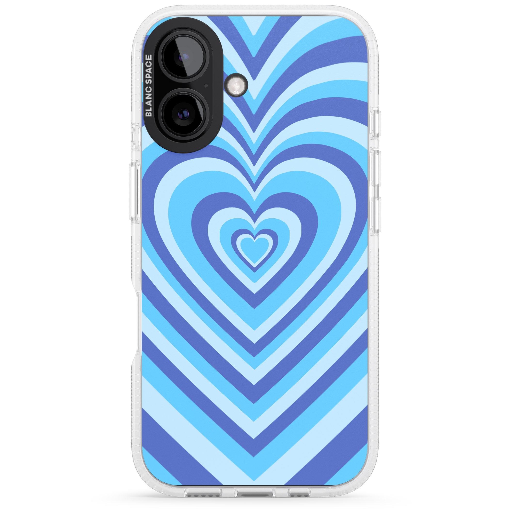Blue Heart Illusion iPhone 16 / 16 Plus Clear Case Impact Air - Blanc Space