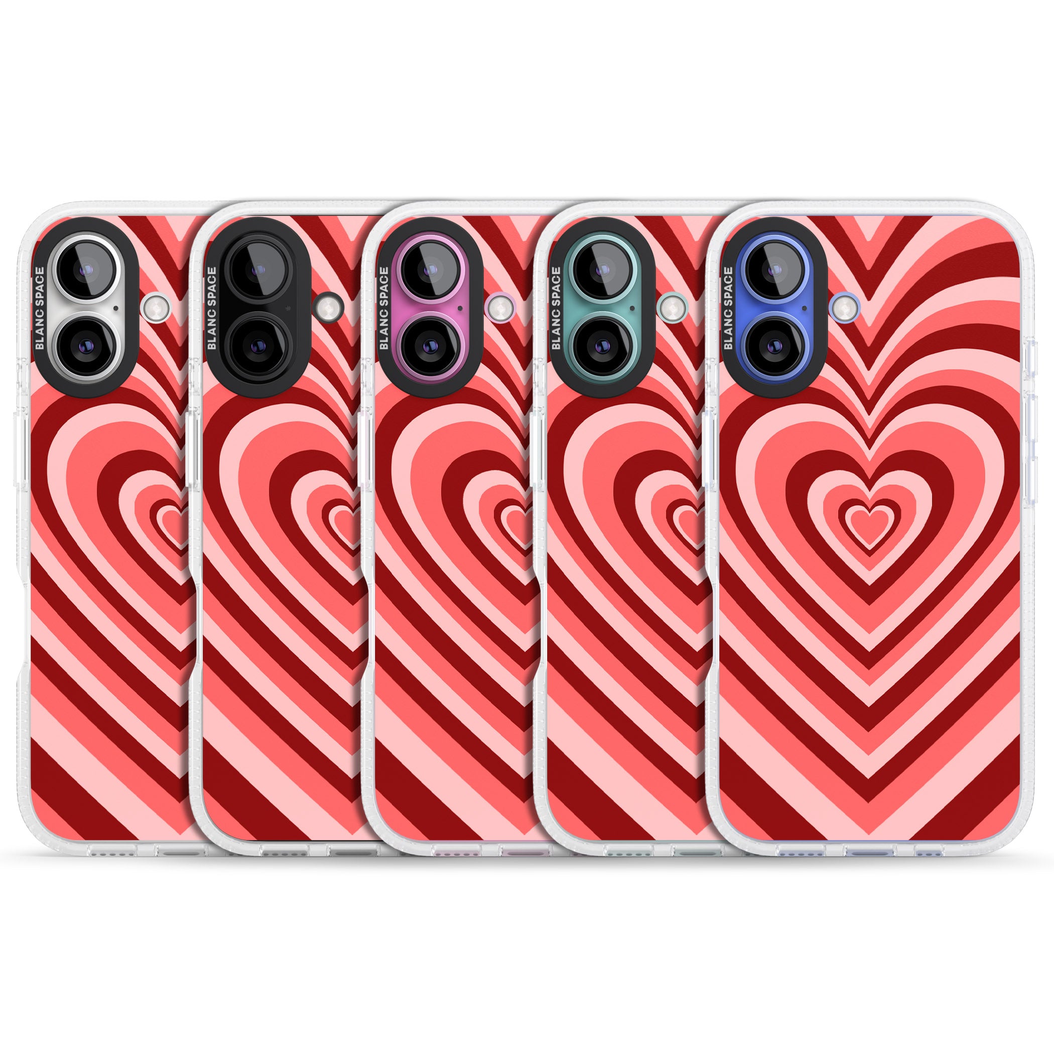 Red Heart Illusion iPhone 16 / 16 Plus Clear Case Impact Air - Blanc Space