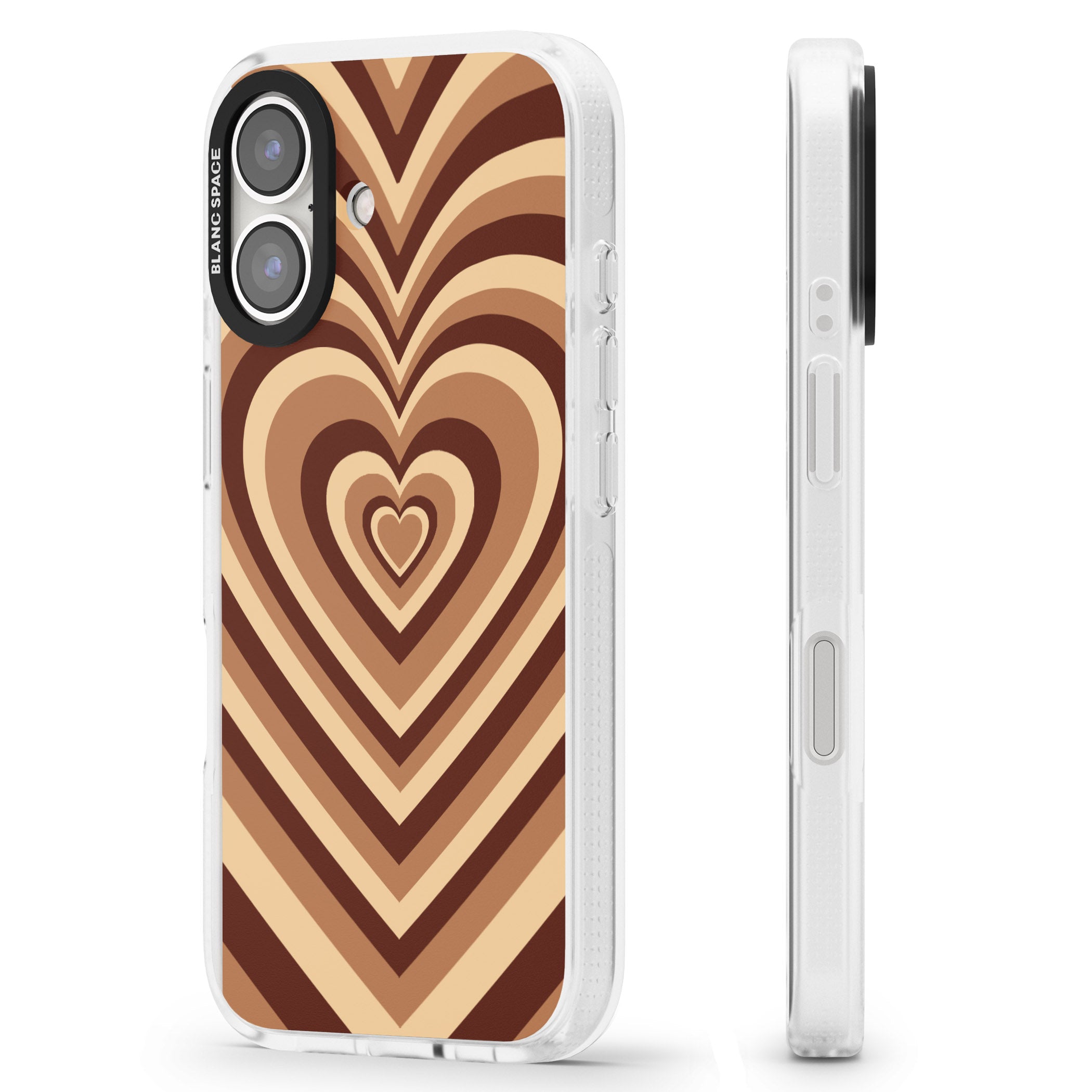 Latte Heart Illusion iPhone 16 / 16 Plus Clear Case Impact Air - Blanc Space