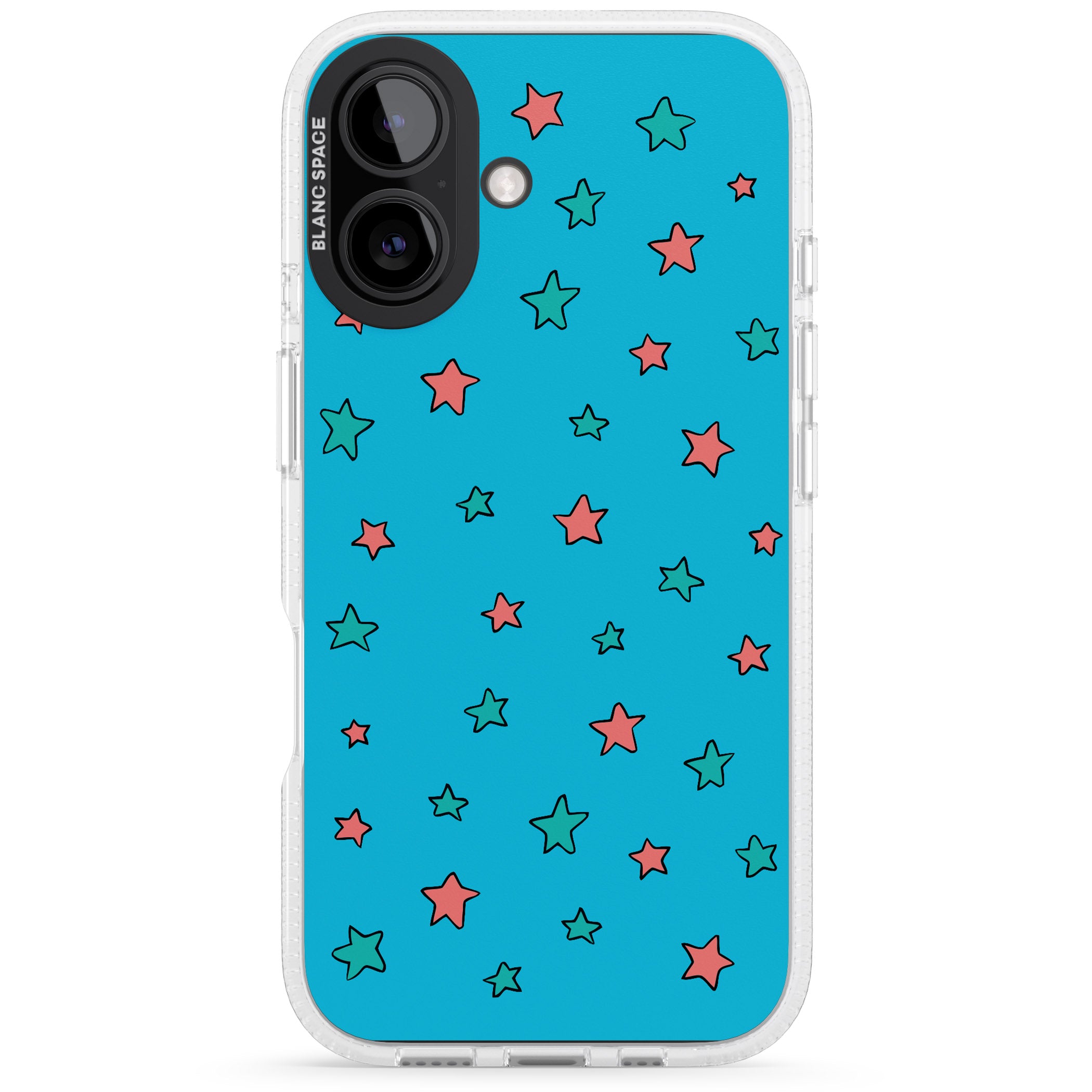 Blue Heartstopper Stars Pattern iPhone 16 / 16 Plus Clear Case Impact Air - Blanc Space
