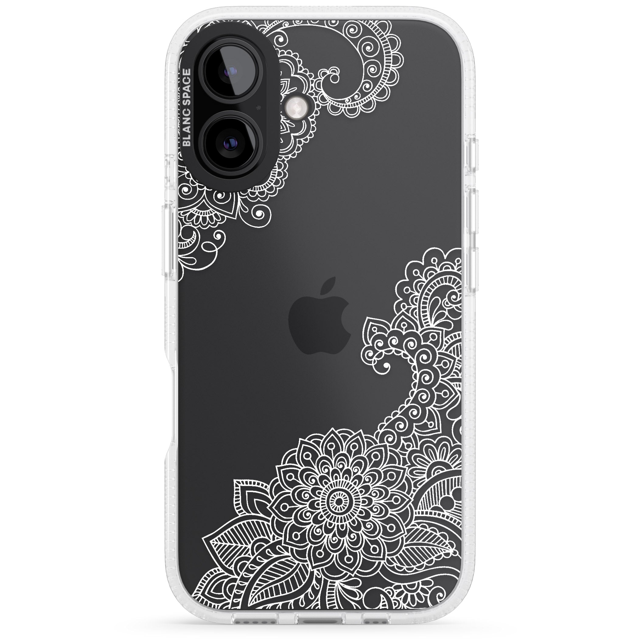 White Henna Botanicals iPhone 16 / 16 Plus Clear Case Impact Air - Blanc Space