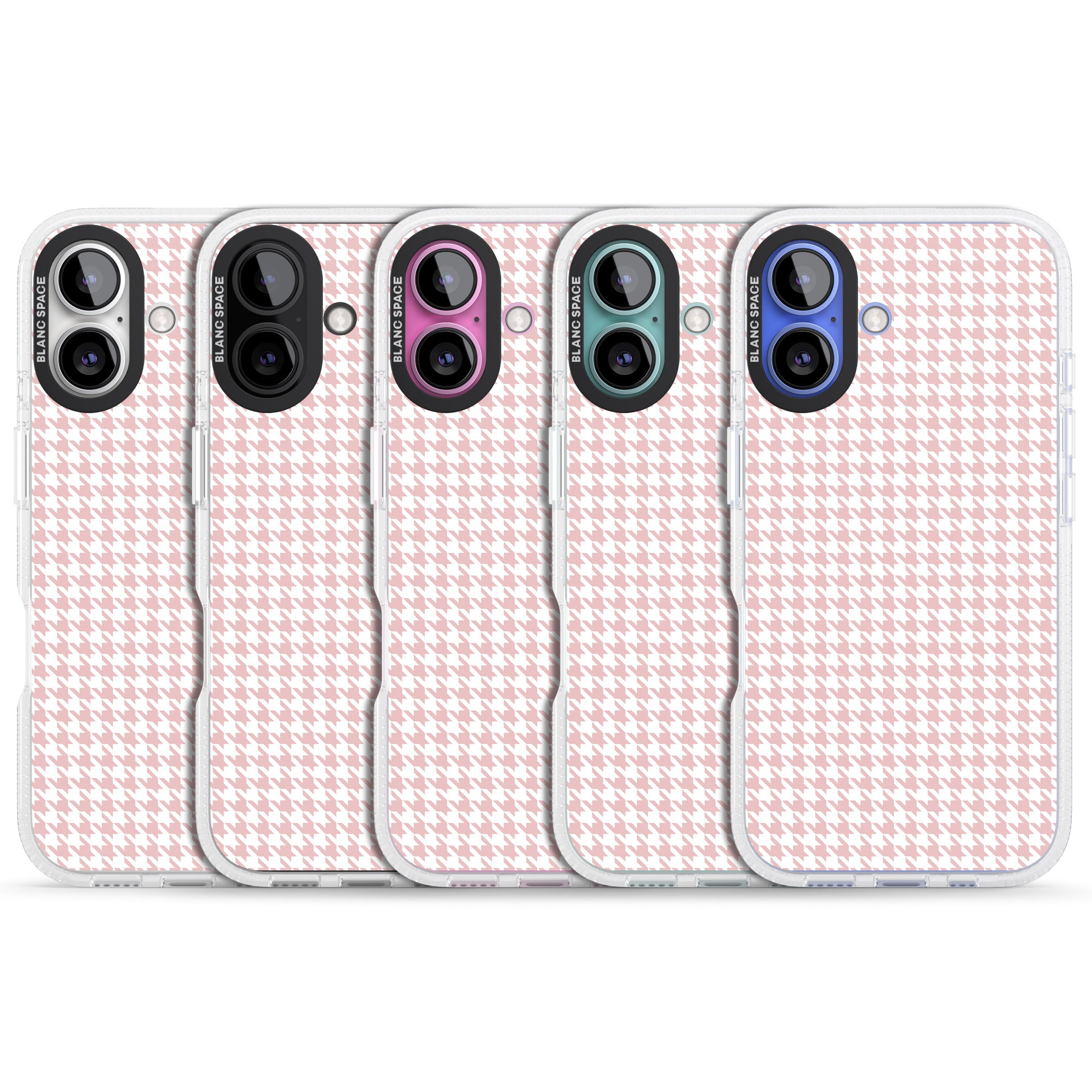 Pink Houndstooth Pattern iPhone 16 / 16 Plus Clear Case Impact Air - Blanc Space