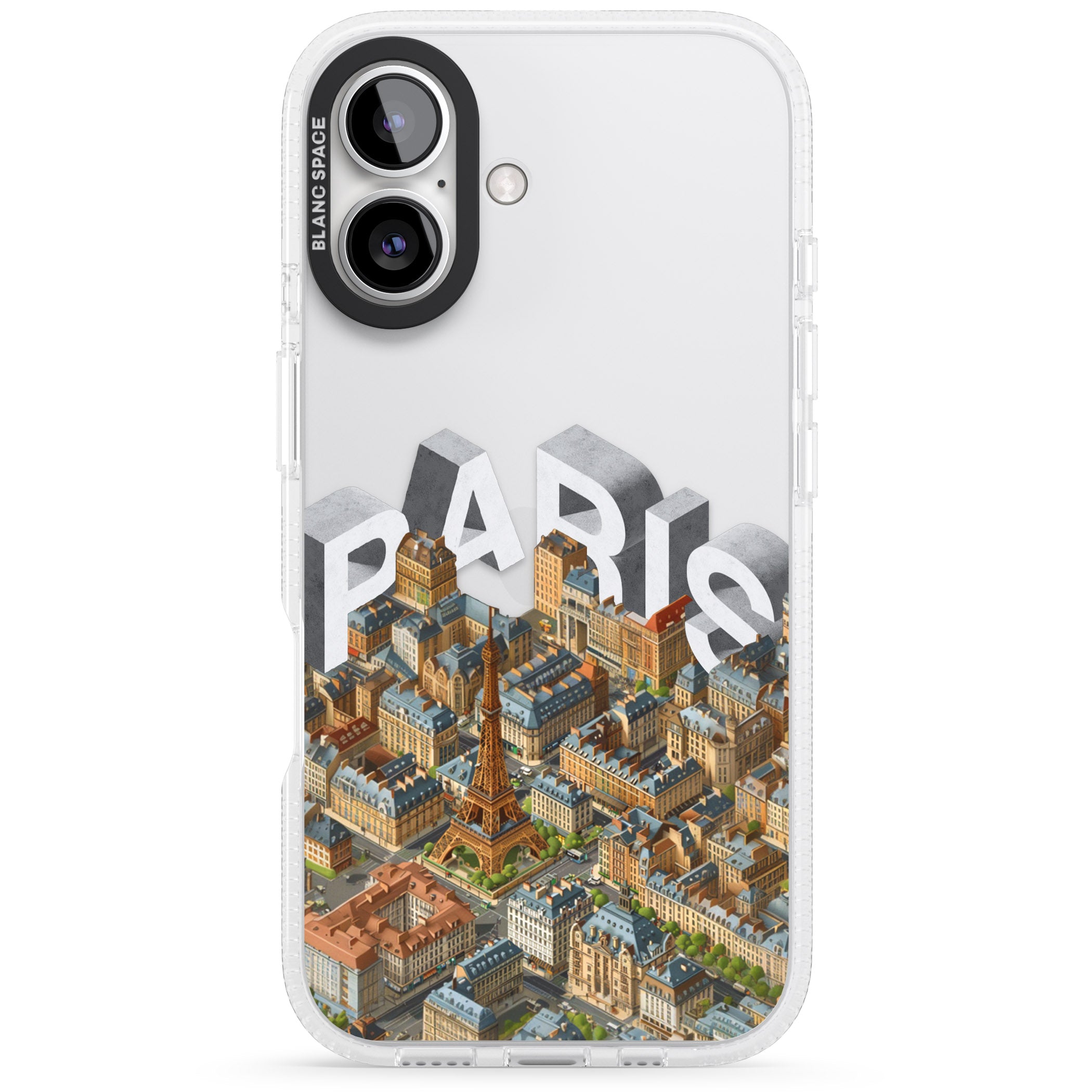 Paris iPhone 16 / 16 Plus Clear Case Impact Air - Blanc Space