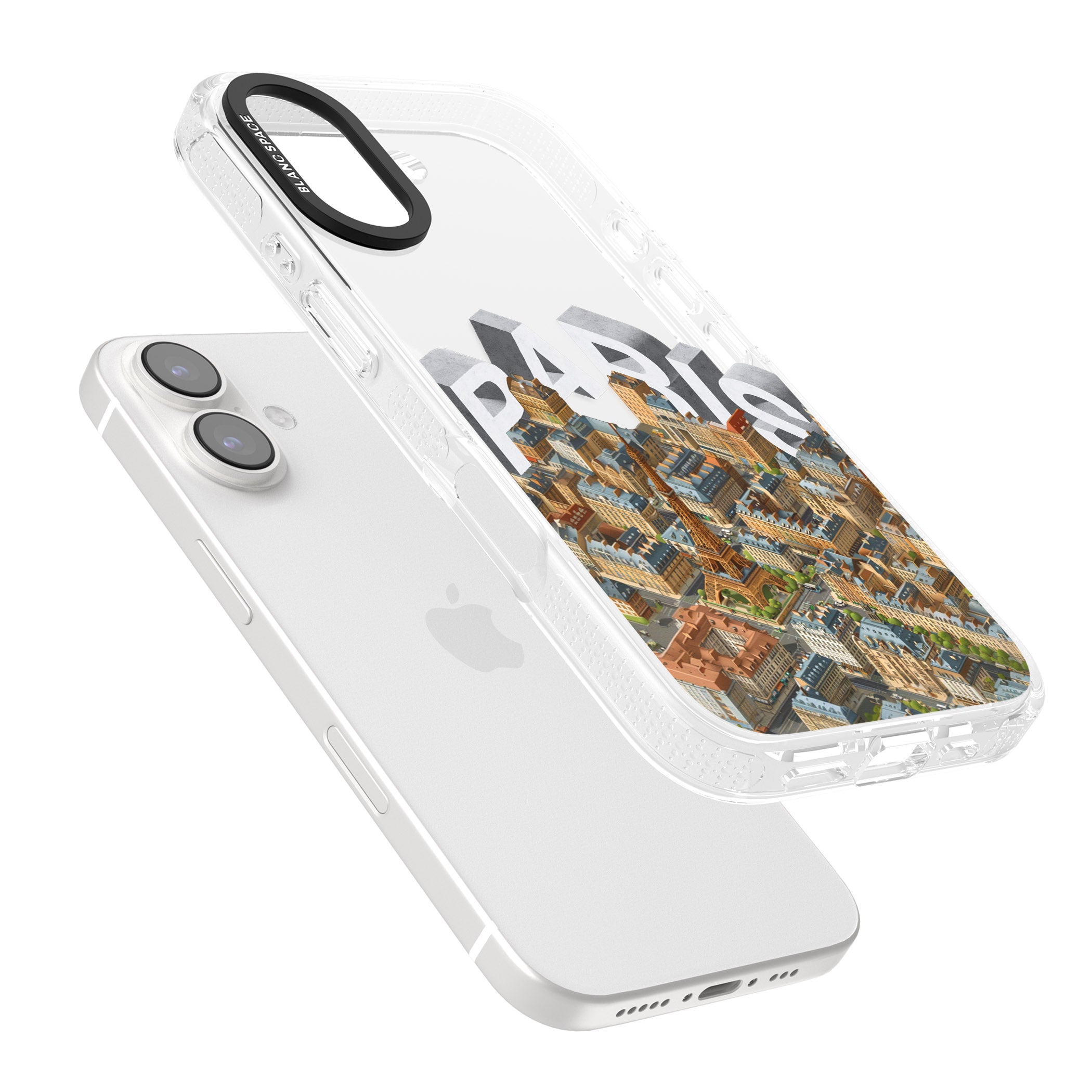Paris iPhone 16 / 16 Plus Clear Case Impact Air - Blanc Space