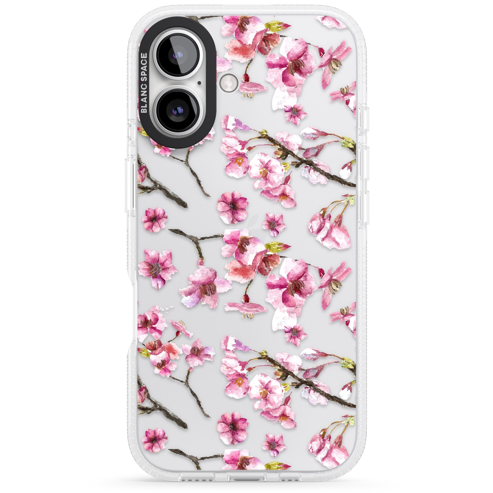 Sakura Watercolour iPhone 16 / 16 Plus Clear Case Impact Air - Blanc Space