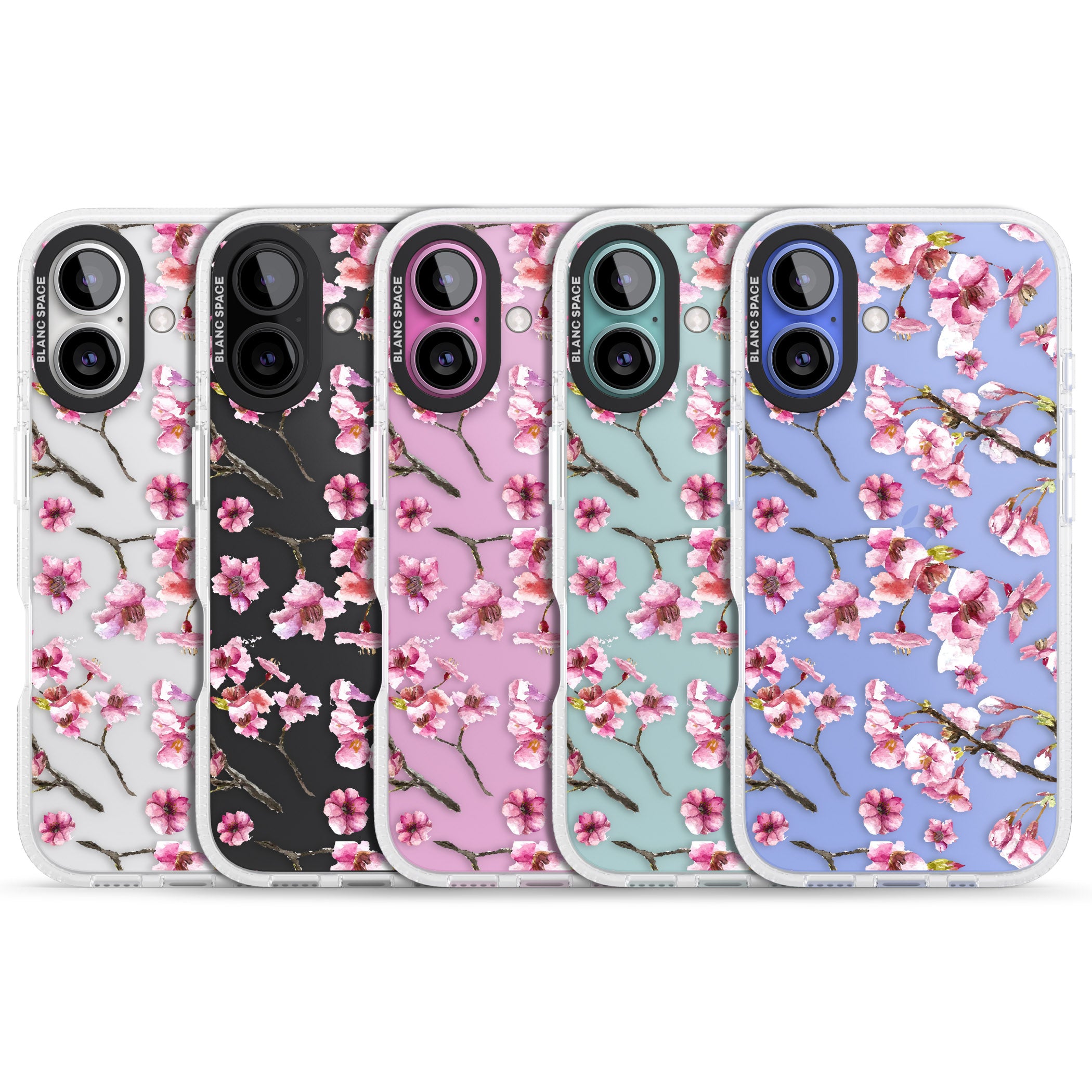 Sakura Watercolour iPhone 16 / 16 Plus Clear Case Impact Air - Blanc Space