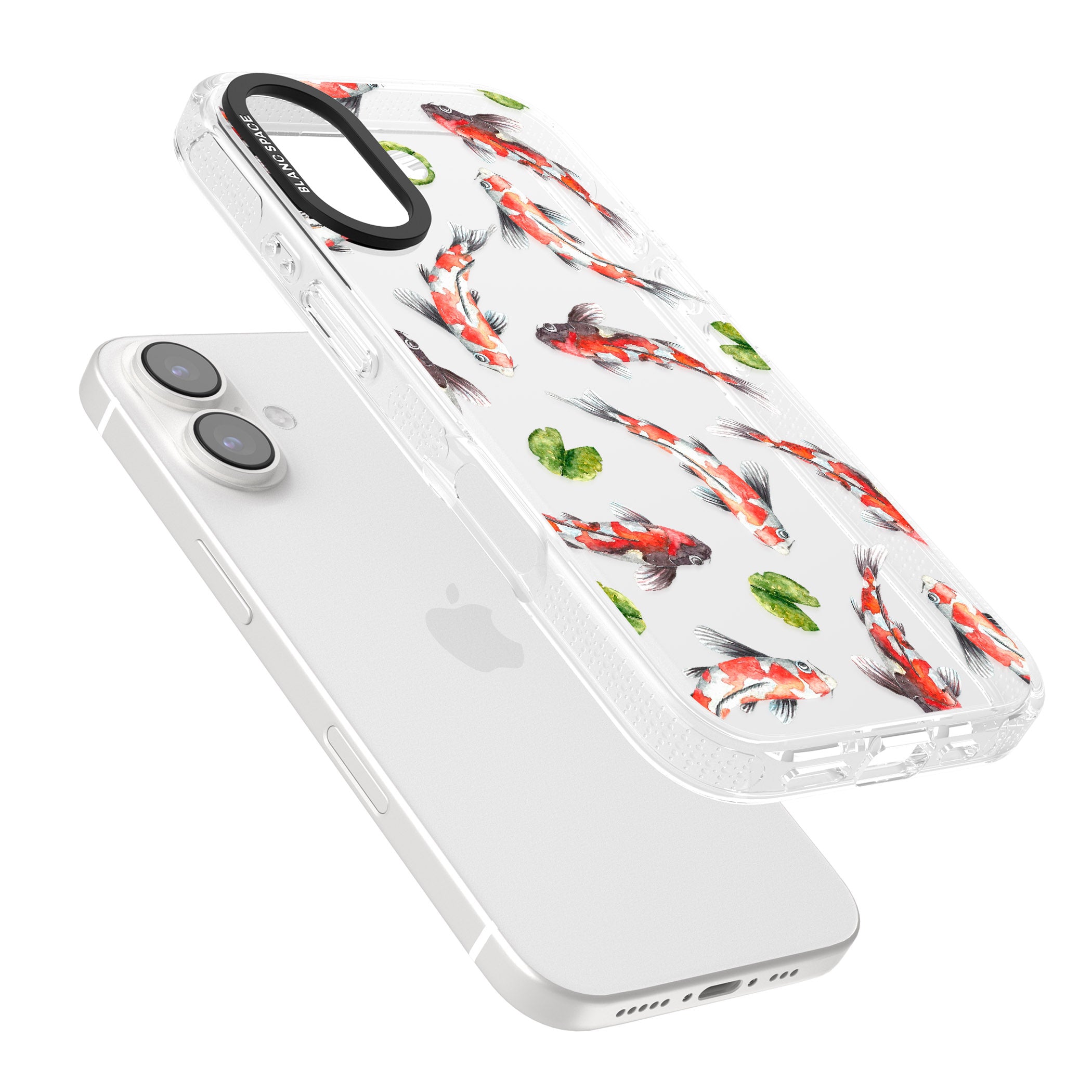 Koi Fish Japanese Watercolour iPhone 16 / 16 Plus Clear Case Impact Air - Blanc Space