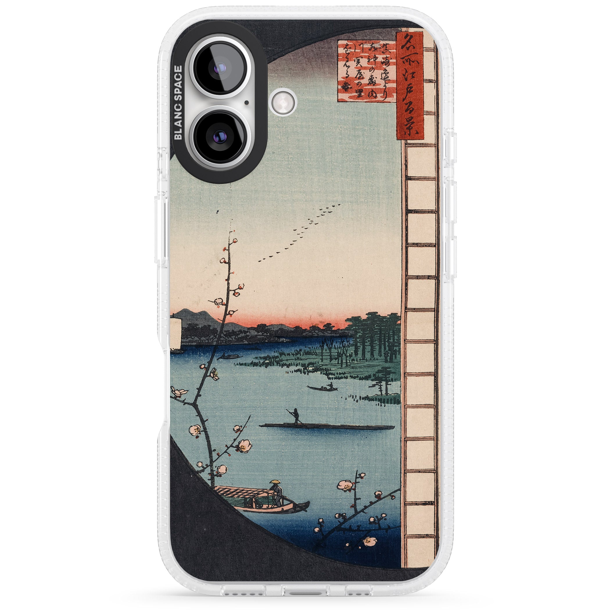 Vintage Japanese Illustrations Lake At Sunset iPhone 16 / 16 Plus Clear Case Impact Air - Blanc Space