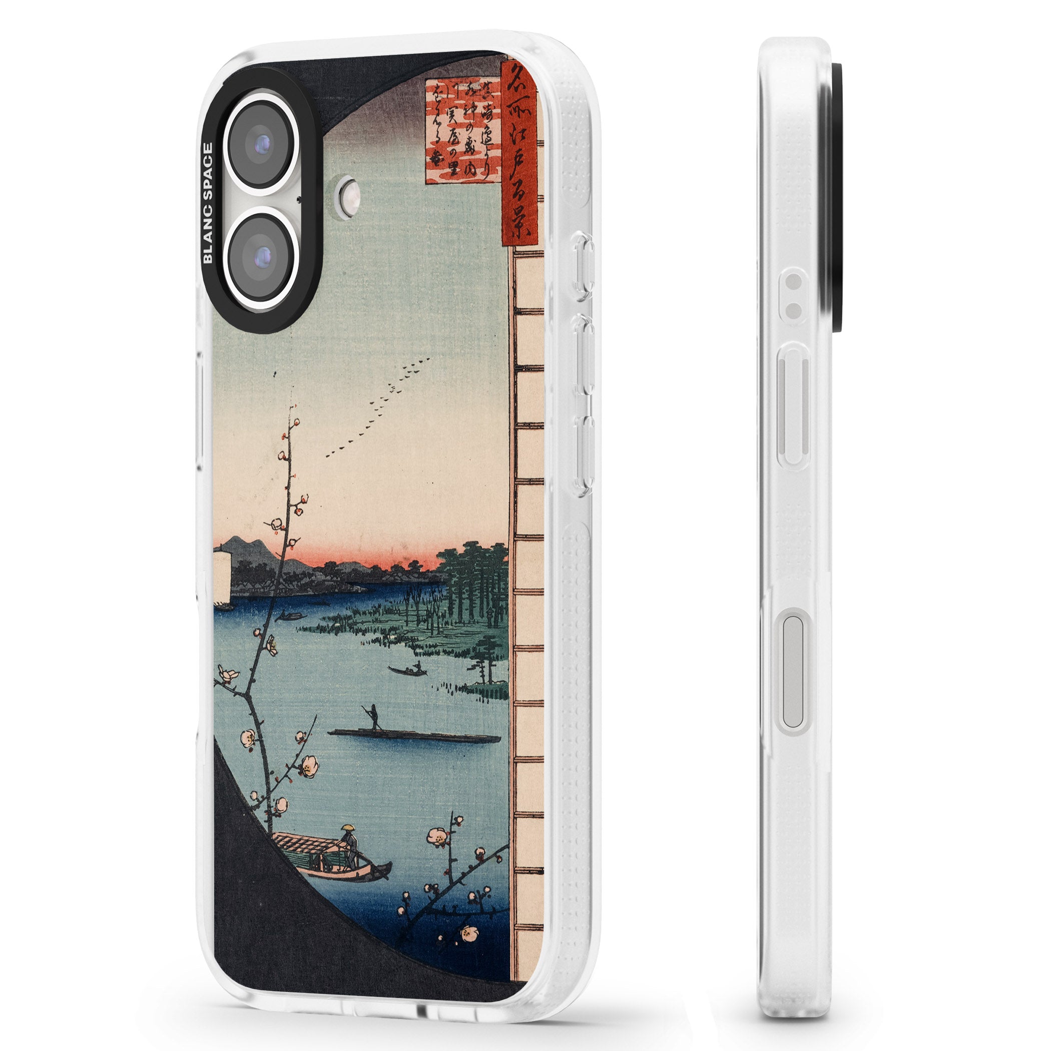 Vintage Japanese Illustrations Lake At Sunset iPhone 16 / 16 Plus Clear Case Impact Air - Blanc Space
