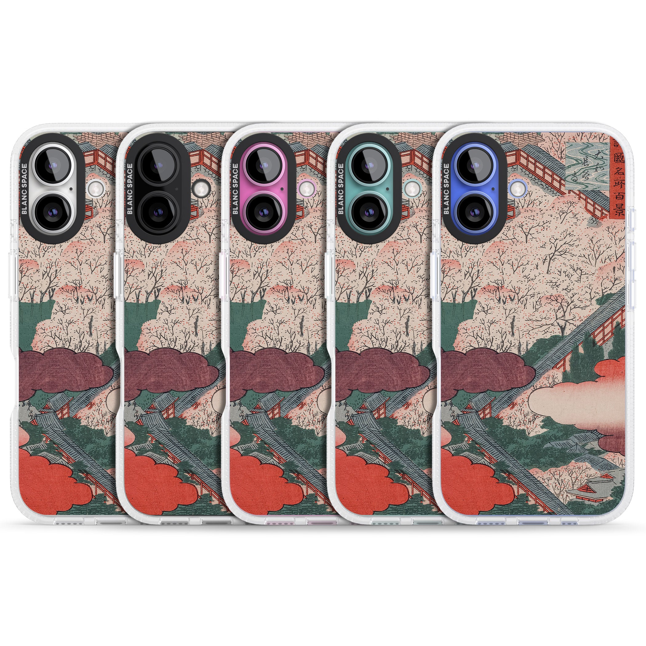 Vintage Japanese Illustrations Japanese City iPhone 16 / 16 Plus Clear Case Impact Air - Blanc Space