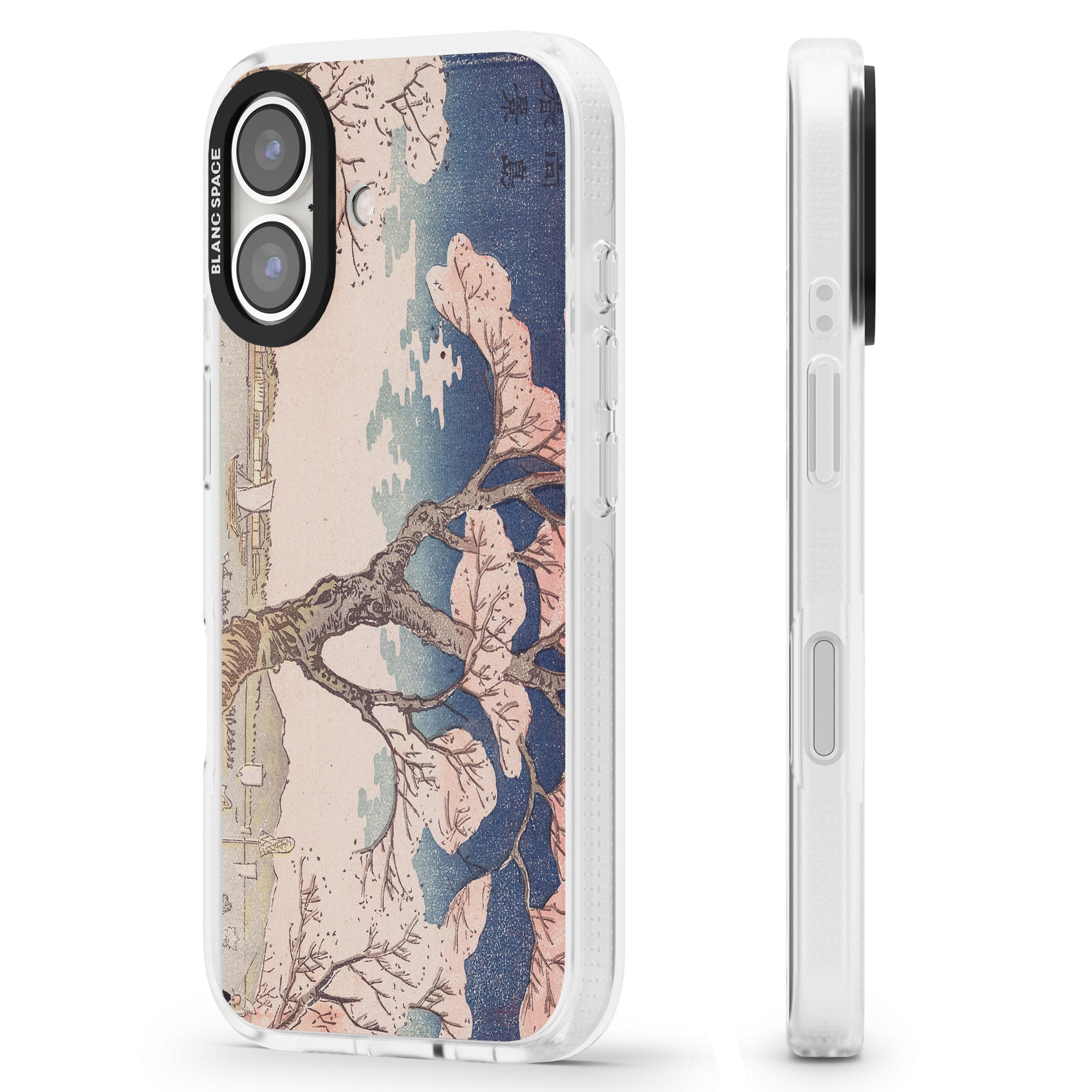 Vintage Japanese Illustrations Cherry Tree iPhone 16 / 16 Plus Clear Case Impact Air - Blanc Space