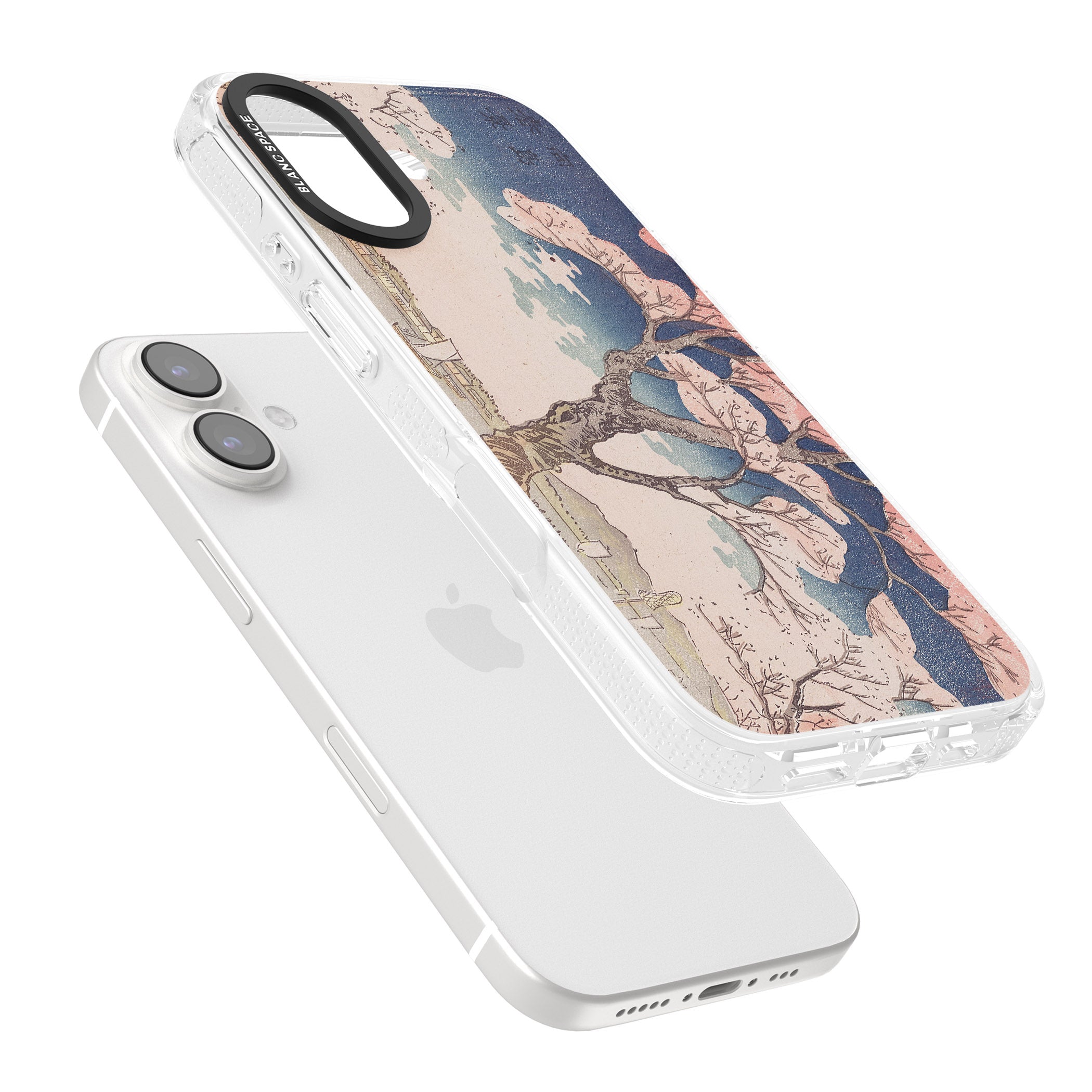 Vintage Japanese Illustrations Cherry Tree iPhone 16 / 16 Plus Clear Case Impact Air - Blanc Space