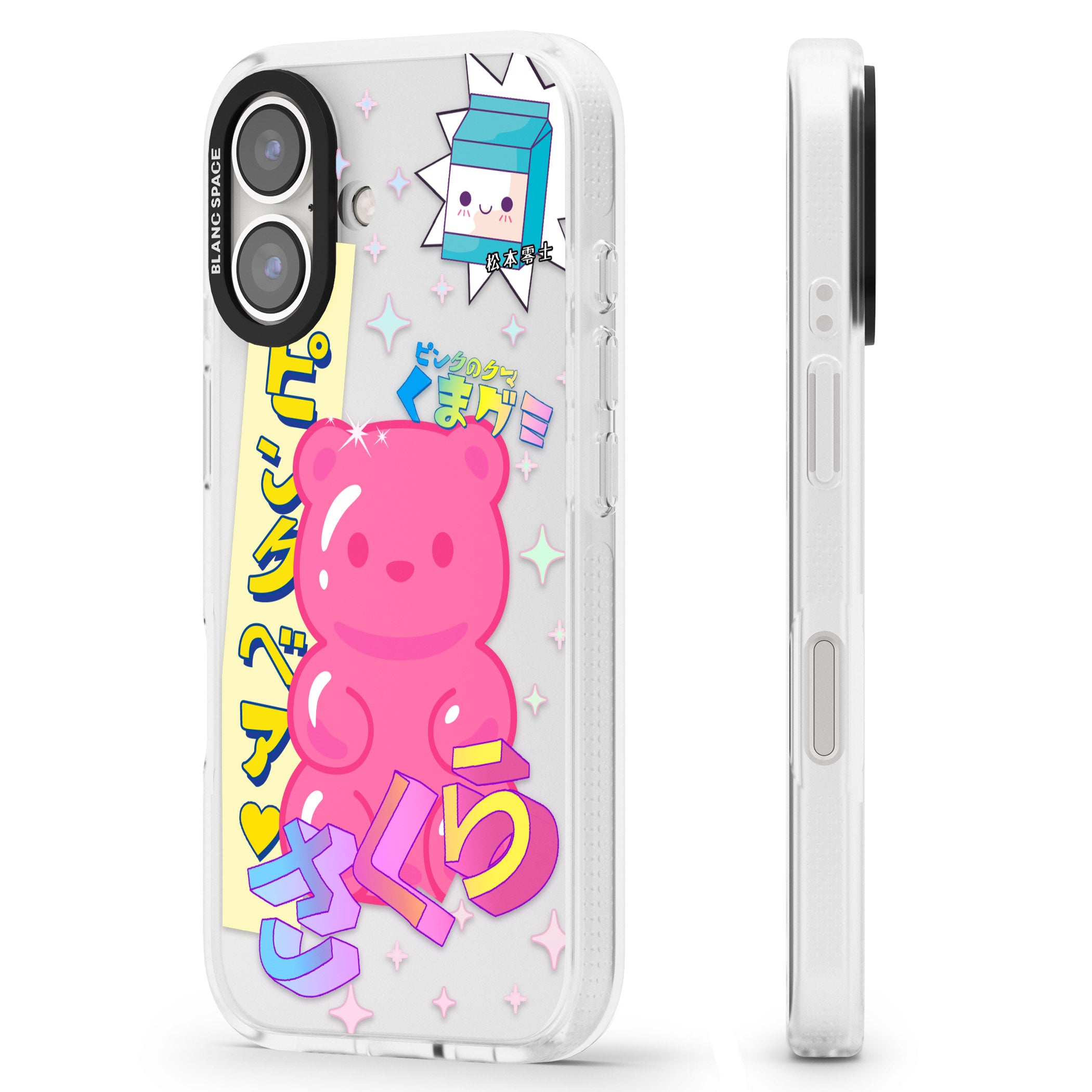 Kawaii Pink Bear Collage iPhone 16 / 16 Plus Clear Case Impact Air - Blanc Space