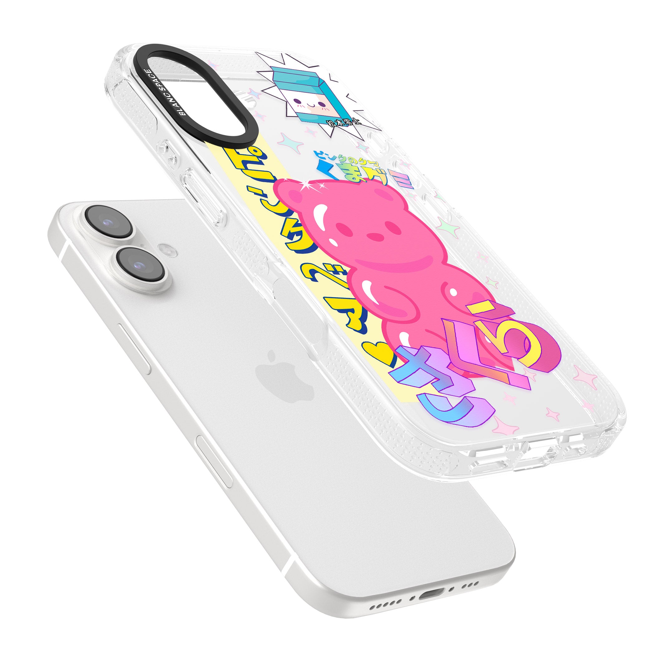 Kawaii Pink Bear Collage iPhone 16 / 16 Plus Clear Case Impact Air - Blanc Space