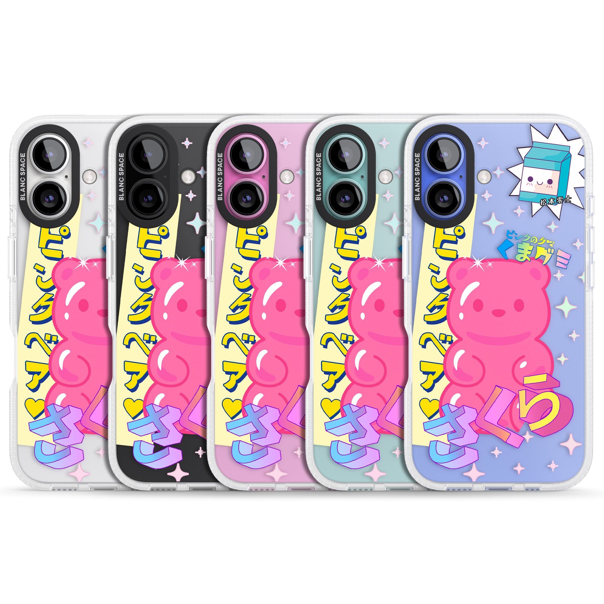 Kawaii Pink Bear Collage iPhone 16 / 16 Plus Clear Case Impact Air - Blanc Space