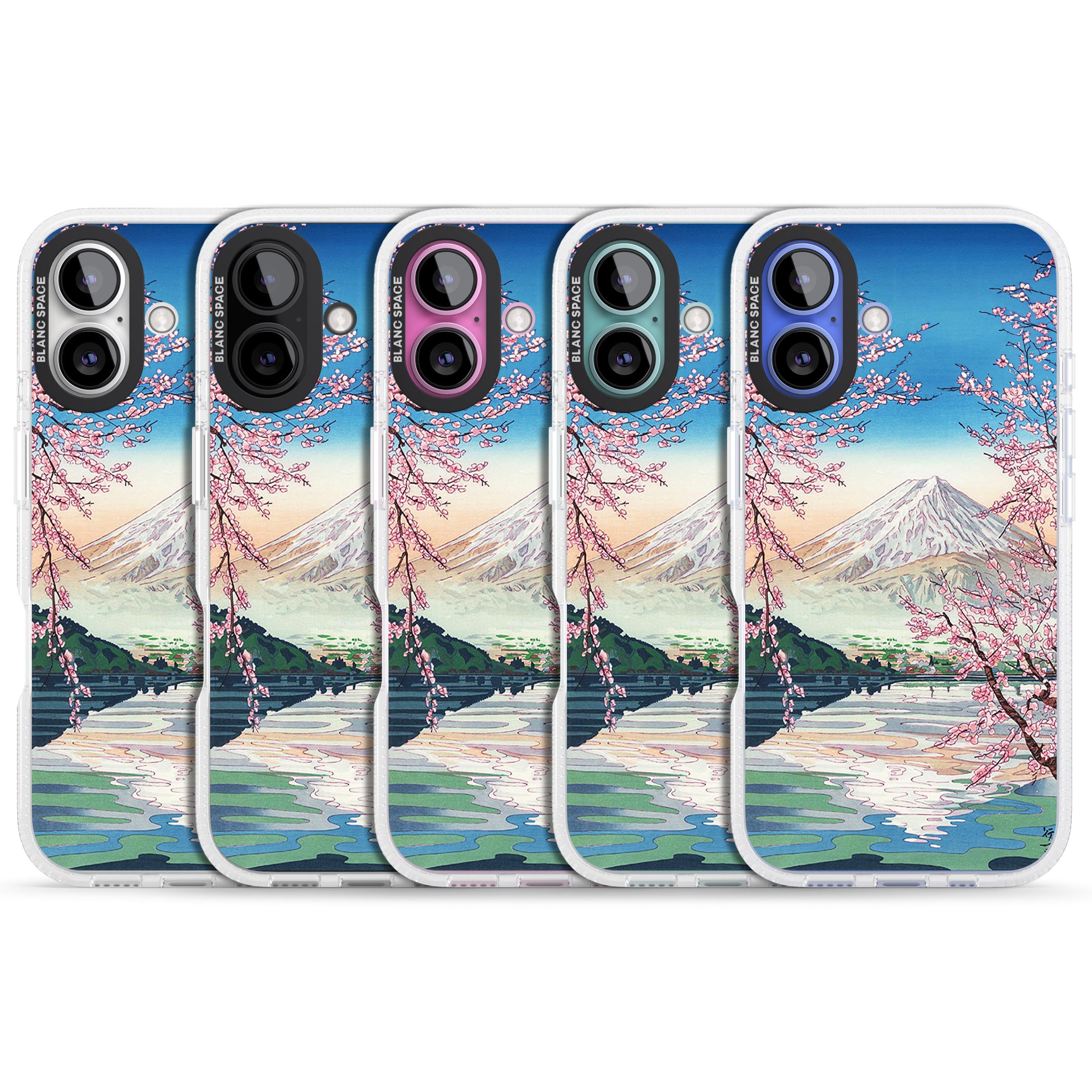 Mt. Fuji from Lake Kawaguchi iPhone 16 / 16 Plus Clear Case Impact Air - Blanc Space