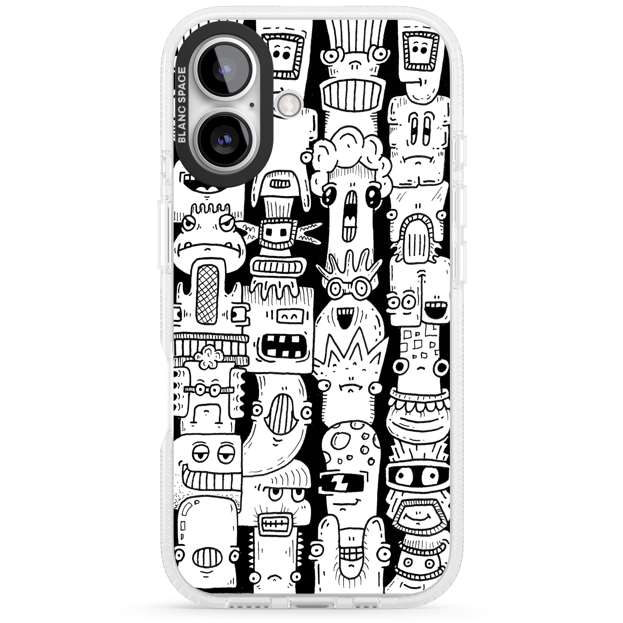 Monochrome Heads iPhone 16 / 16 Plus Clear Case Impact Air - Blanc Space