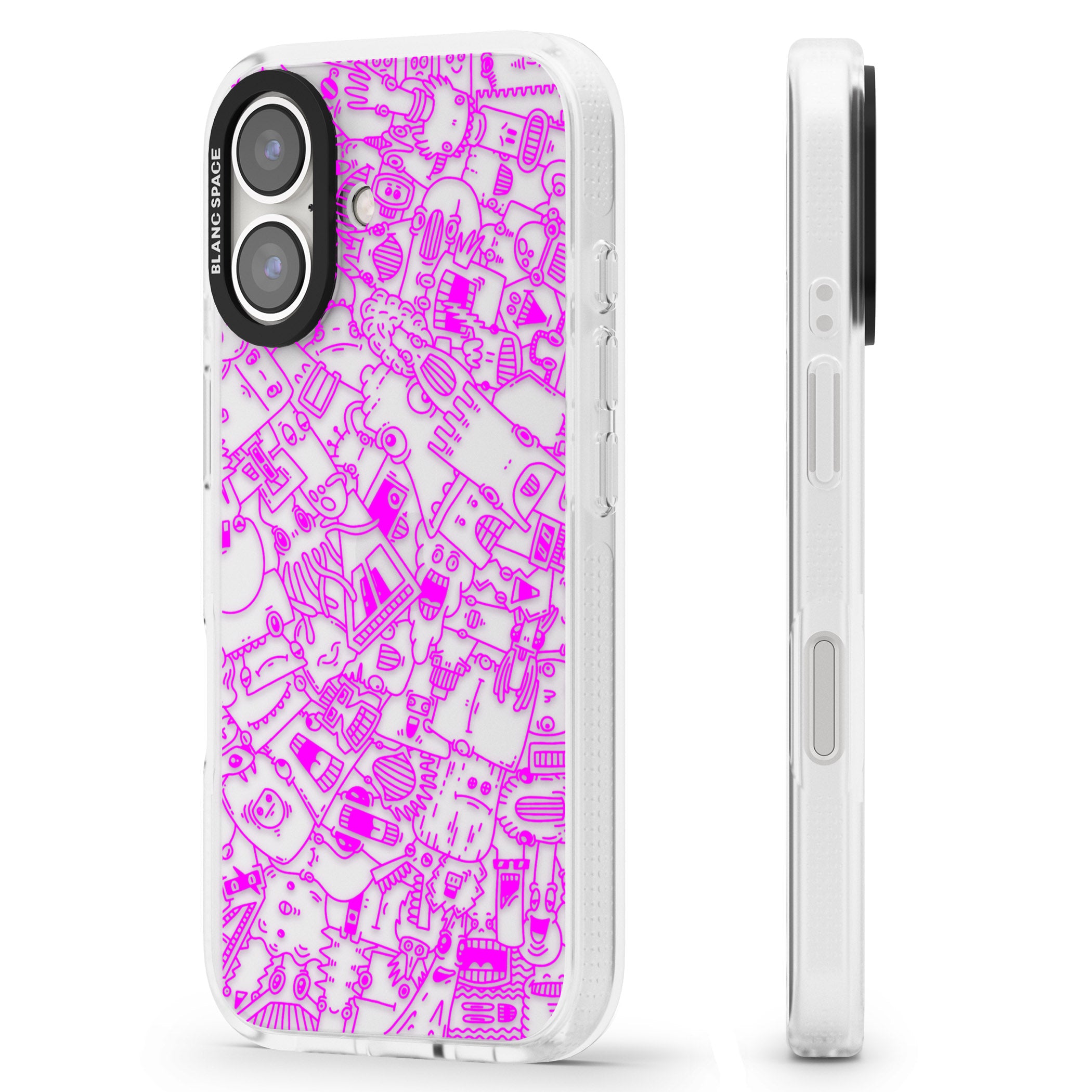 Pink Pals iPhone 16 / 16 Plus Clear Case Impact Air - Blanc Space