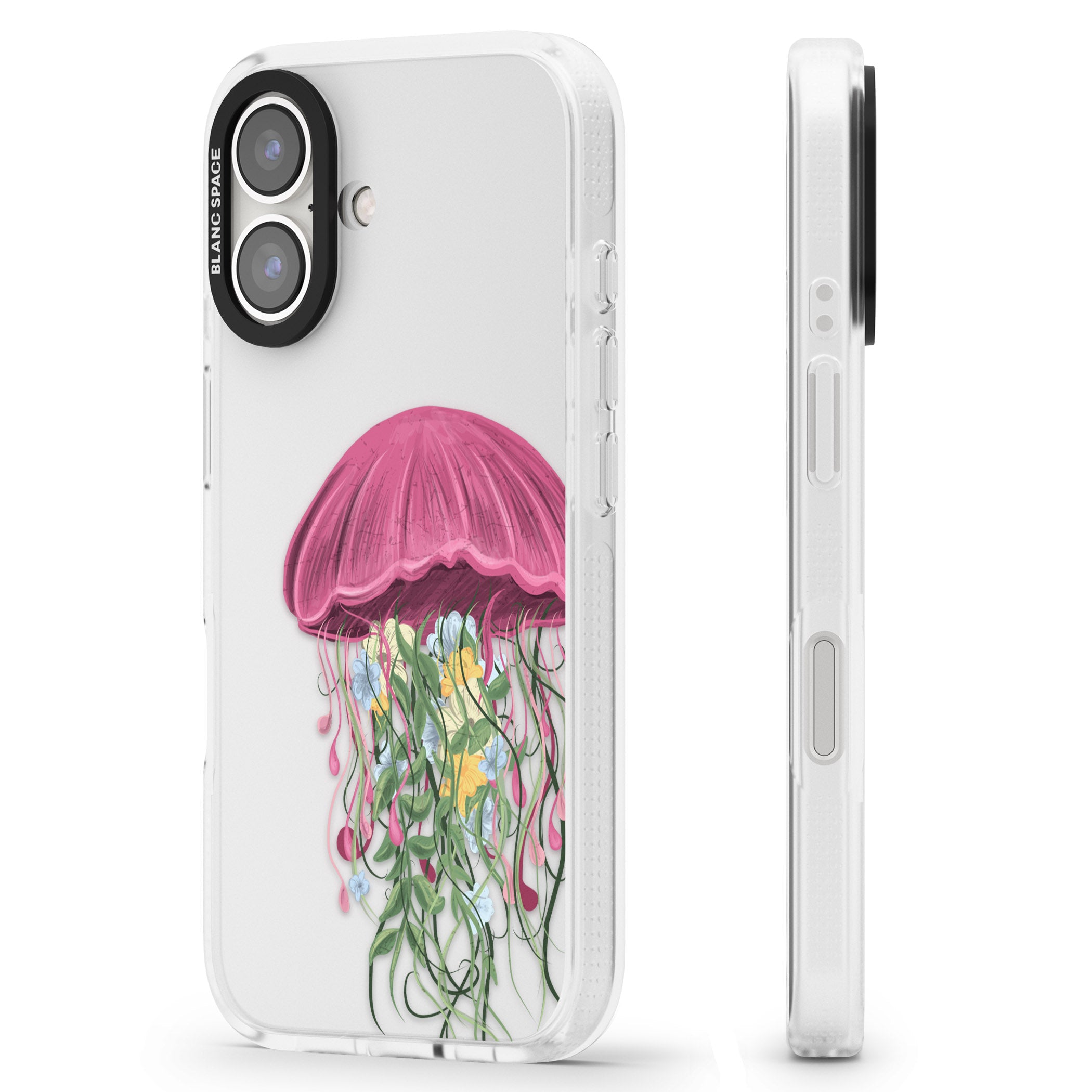 Botanical Jellyfish iPhone 16 / 16 Plus Clear Case Impact Air - Blanc Space