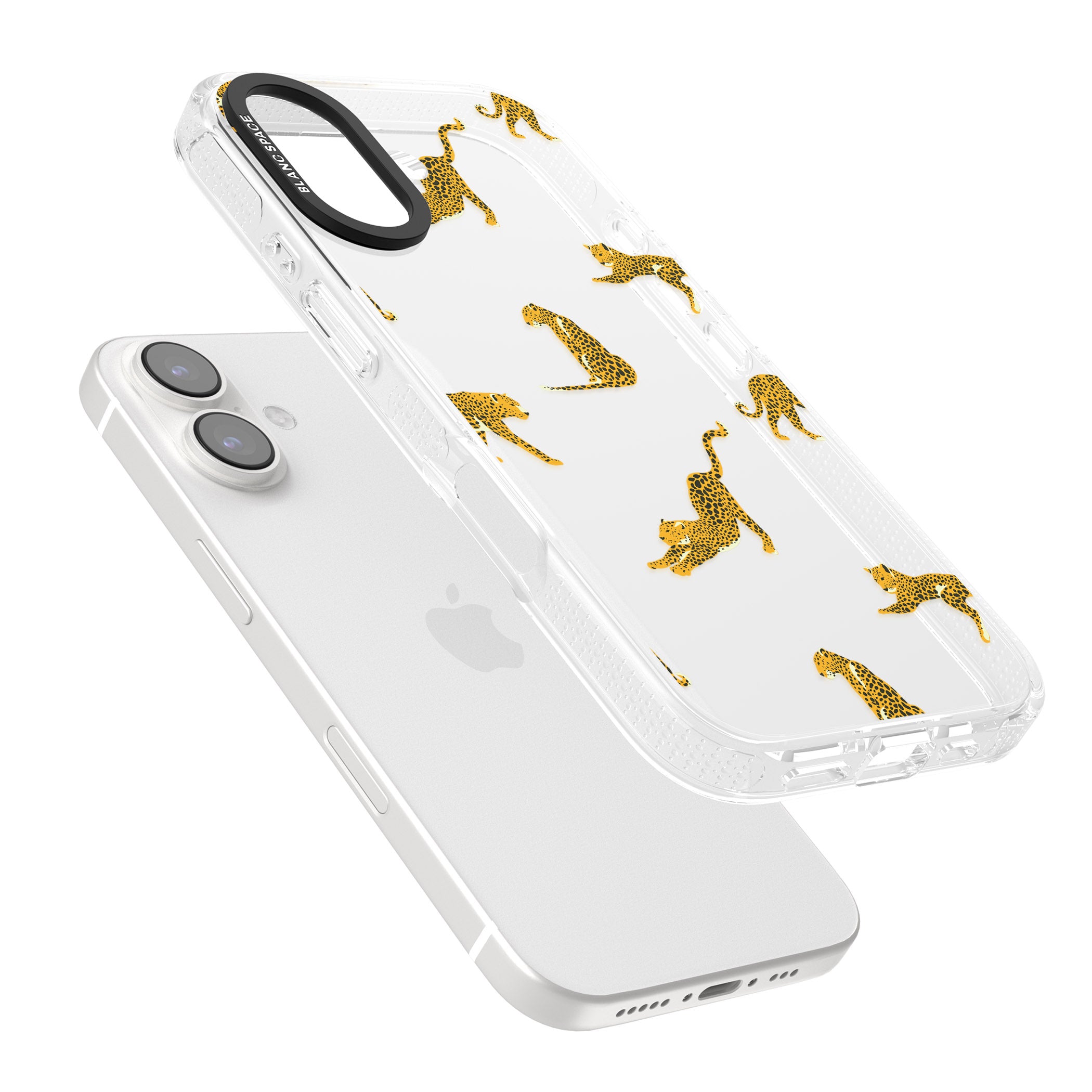 Clear Jaguar Jungle Cat Pattern iPhone 16 / 16 Plus Clear Case Impact Air - Blanc Space