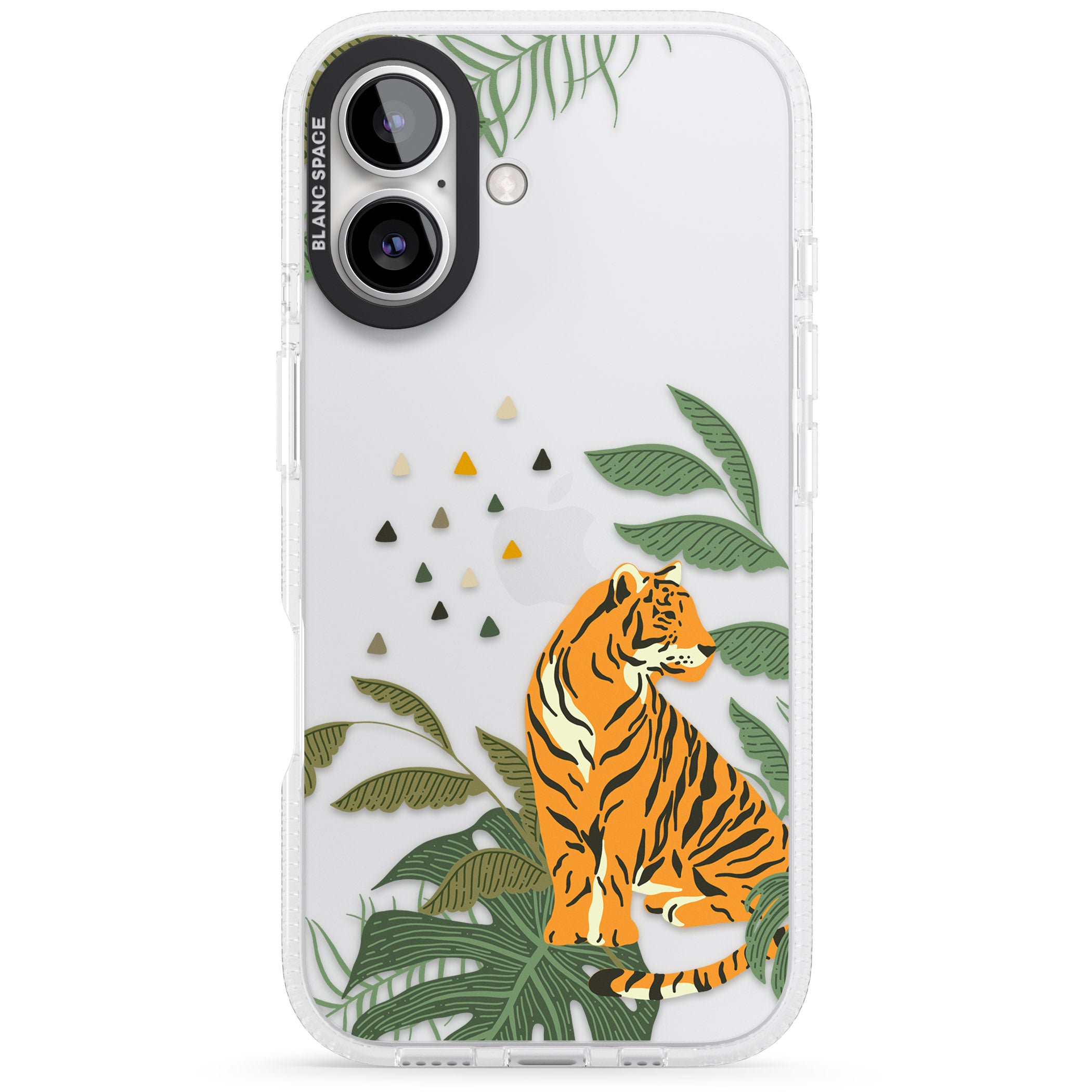 Large Tiger Clear Jungle Cat Pattern iPhone 16 / 16 Plus Clear Case Impact Air - Blanc Space