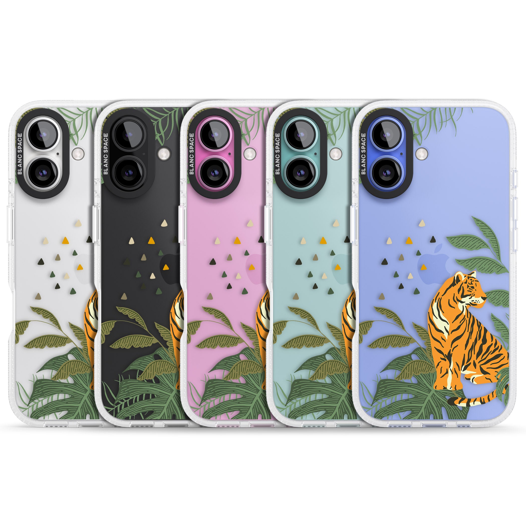 Large Tiger Clear Jungle Cat Pattern iPhone 16 / 16 Plus Clear Case Impact Air - Blanc Space