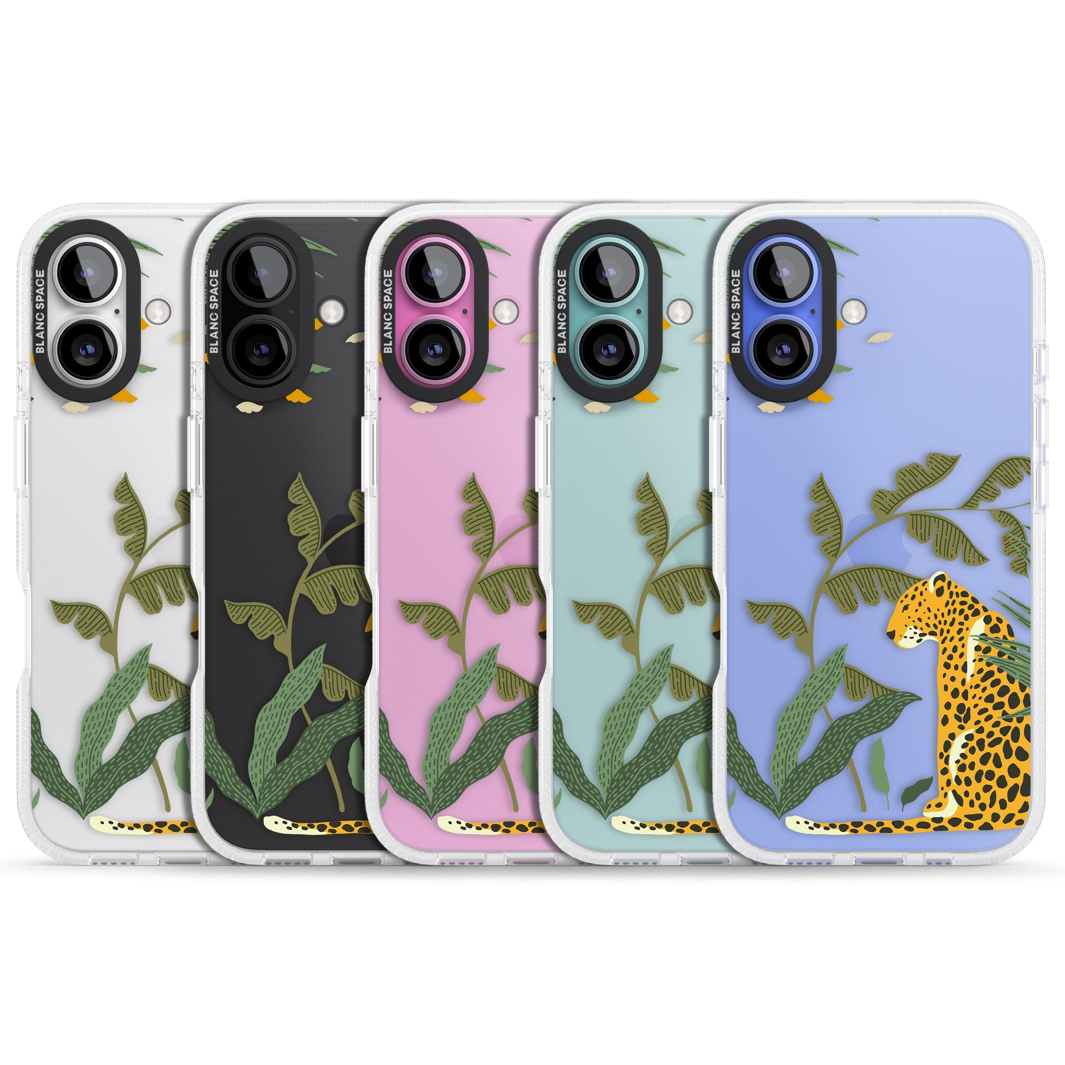 Large Jaguar Clear Jungle Cat Pattern iPhone 16 / 16 Plus Clear Case Impact Air - Blanc Space