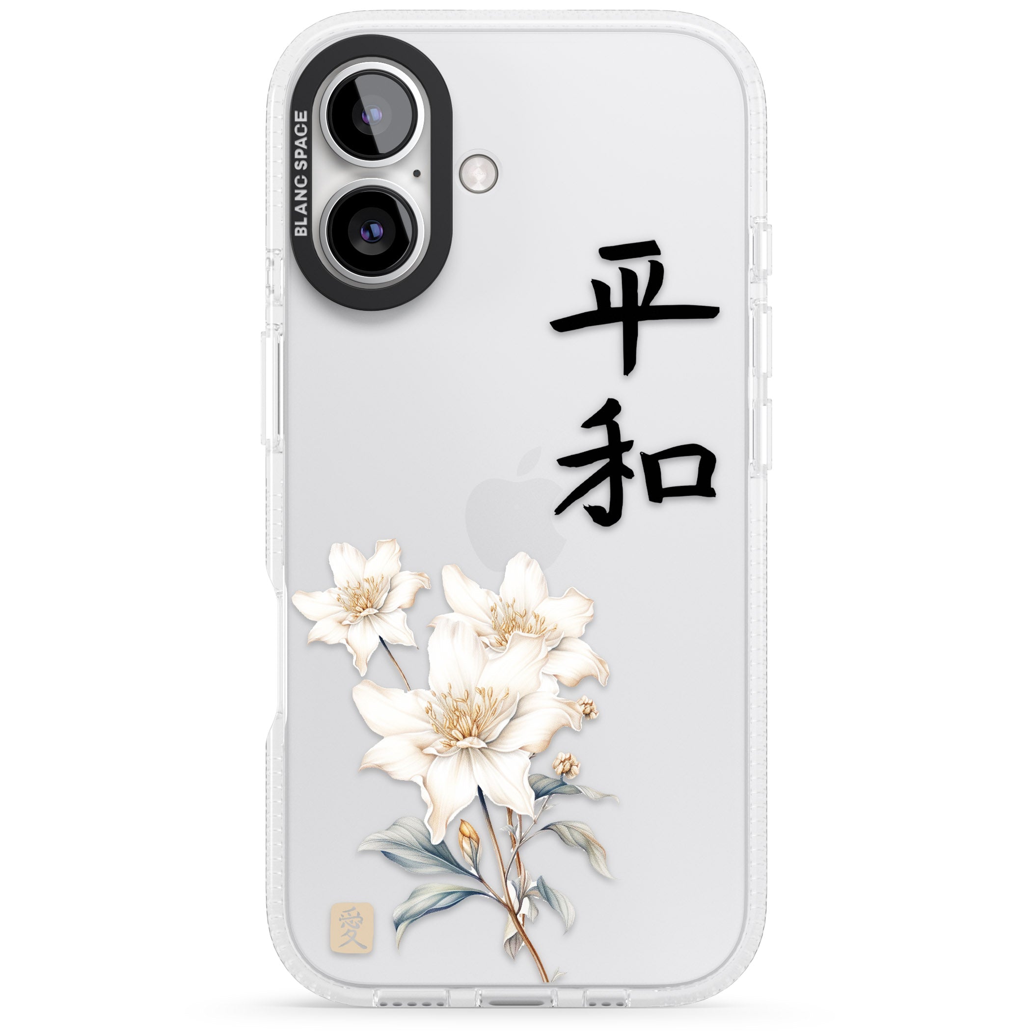 Peace and Flowers iPhone 16 / 16 Plus Clear Case Impact Air - Blanc Space