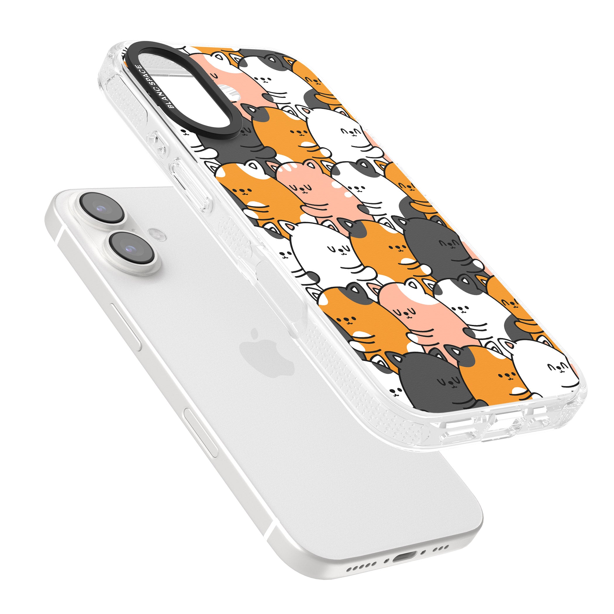 Spooning Cats Kawaii Pattern iPhone 16 / 16 Plus Clear Case Impact Air - Blanc Space