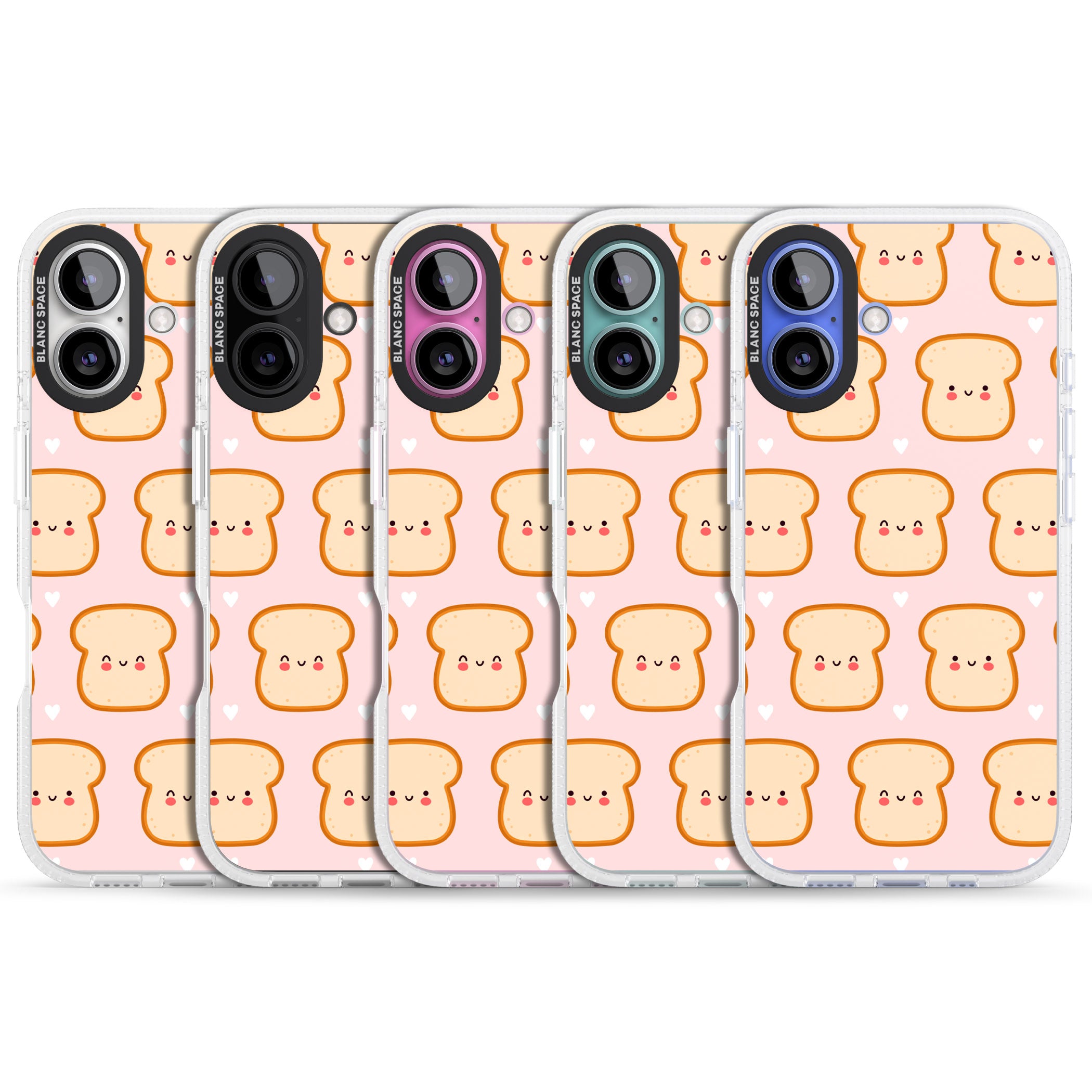 Bread Faces Kawaii Pattern iPhone 16 / 16 Plus Clear Case Impact Air - Blanc Space