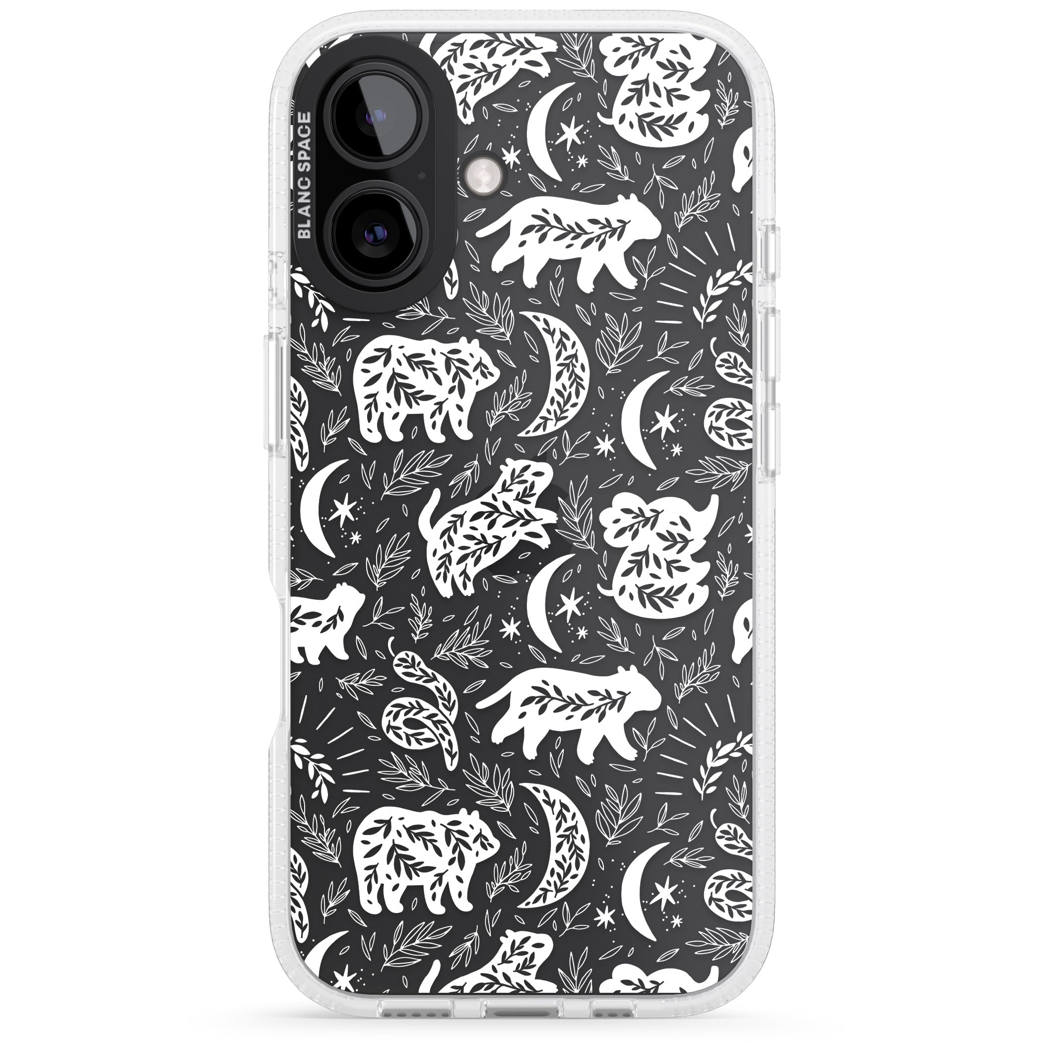 Forest Animal Silhouettes: White/Clear iPhone 16 / 16 Plus Clear Case Impact Air - Blanc Space