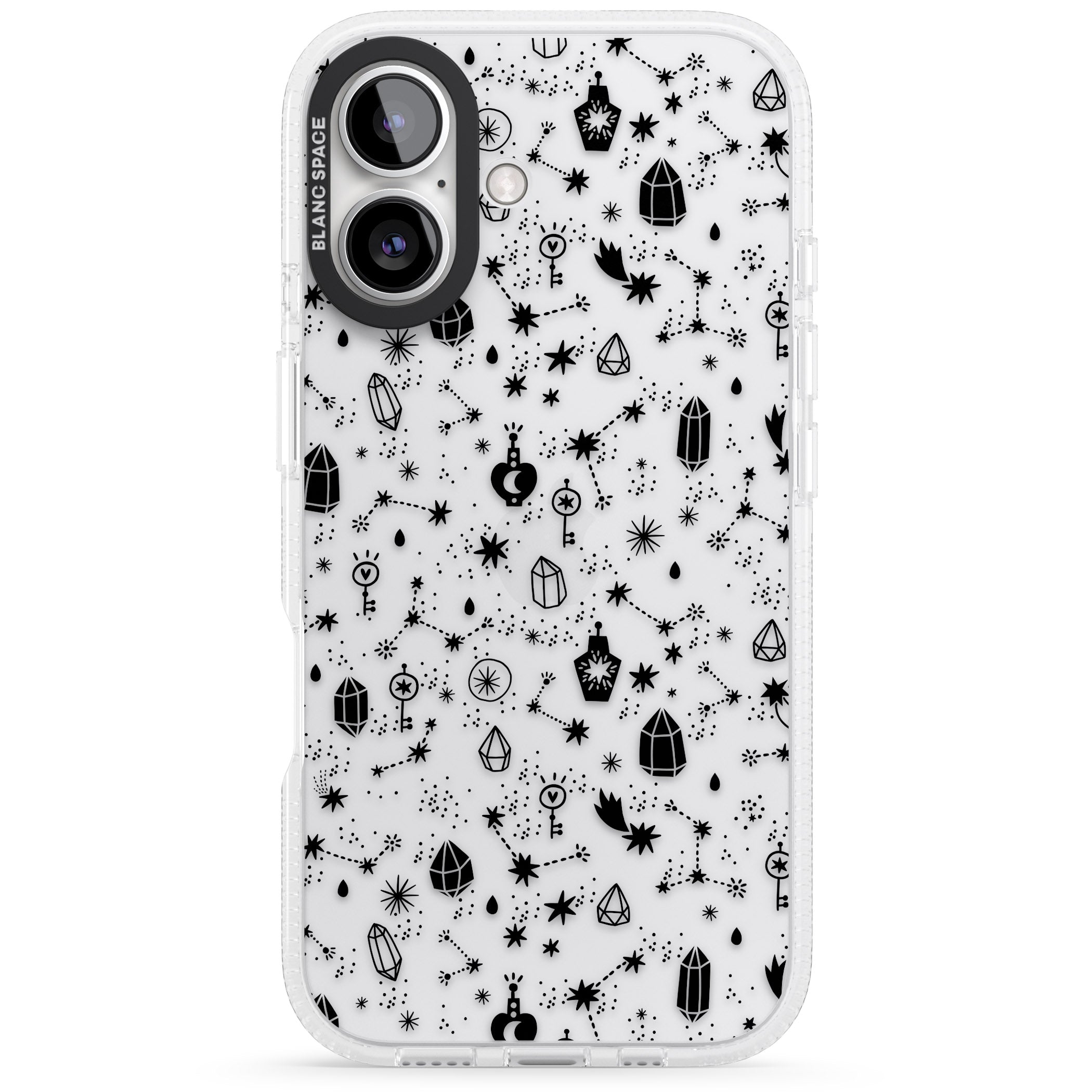Black Magic iPhone 16 / 16 Plus Clear Case Impact Air - Blanc Space