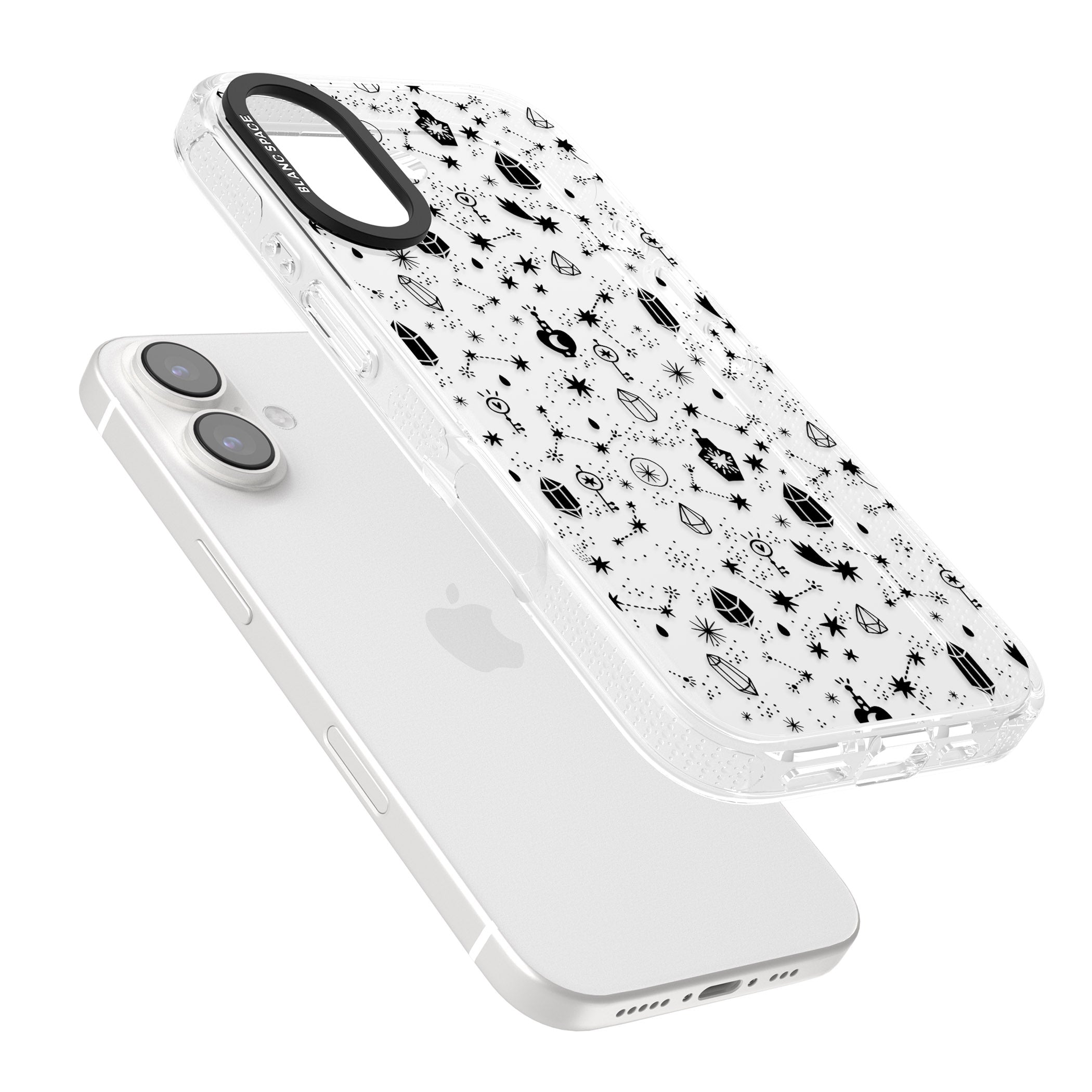 Black Magic iPhone 16 / 16 Plus Clear Case Impact Air - Blanc Space