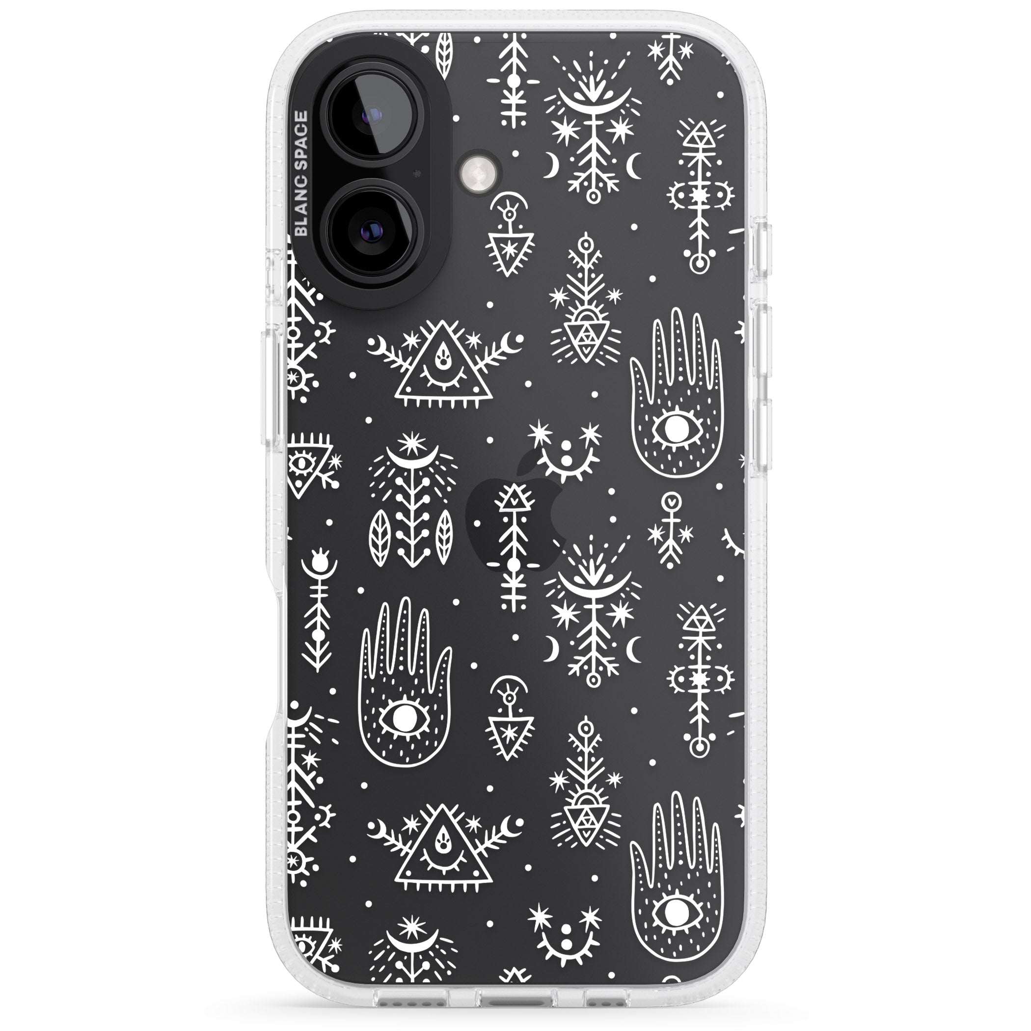 Black Tribal Palms iPhone 16 / 16 Plus Clear Case Impact Air - Blanc Space