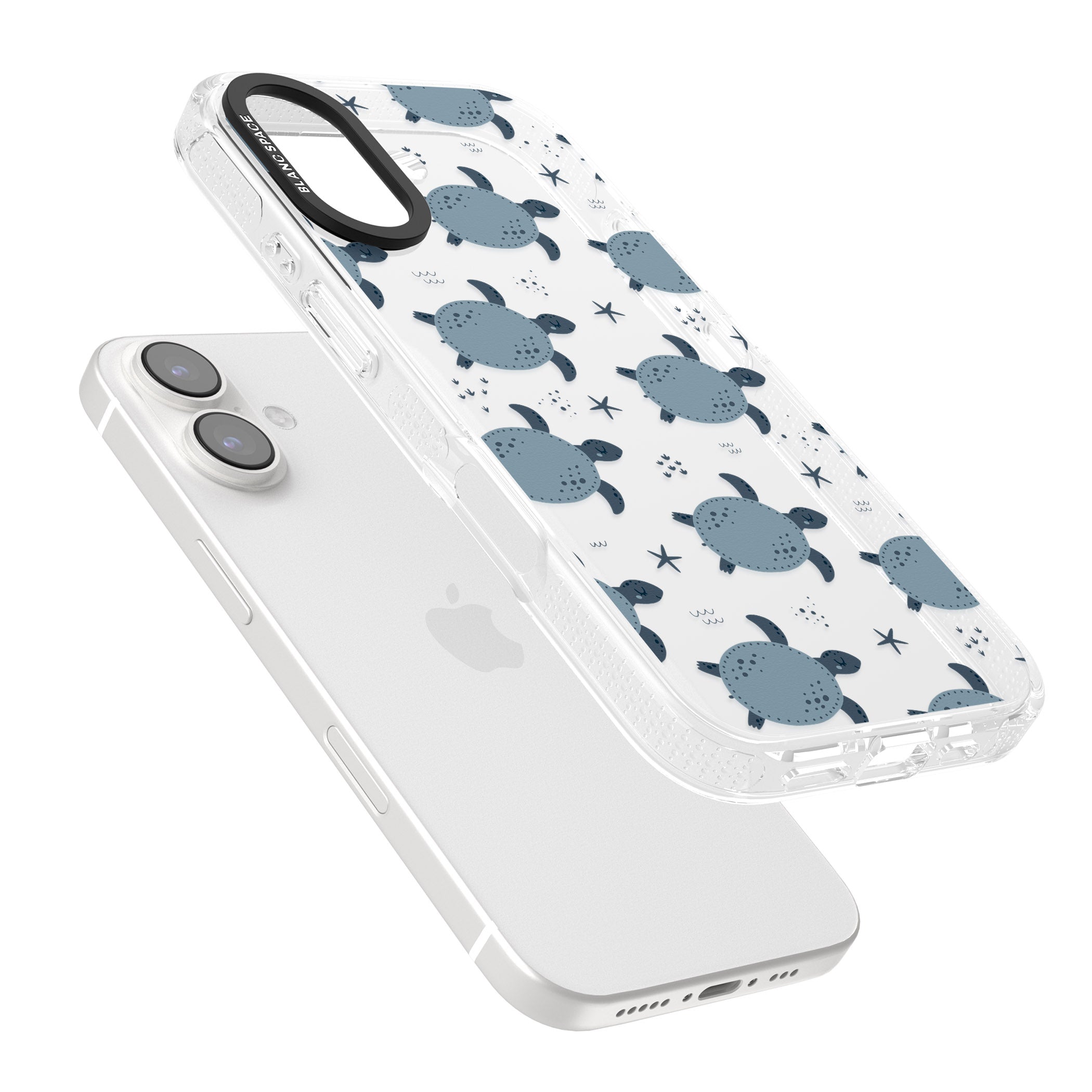 Under The Sea Patterns Sea Turtles (Clear) iPhone 16 / 16 Plus Clear Case Impact Air - Blanc Space